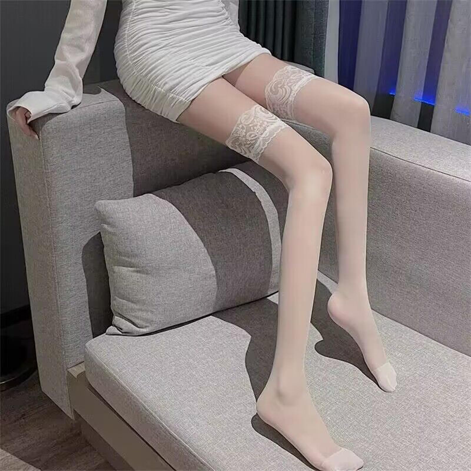 Sexy Women's Thigh High Stockings - Lace Top Socks for Heels, Anti-Slip Long Socks, Fashionable Legwear for Cheerleaders & Crossdressers - Perfect for Cosplay, Date Nights & Special Occasions