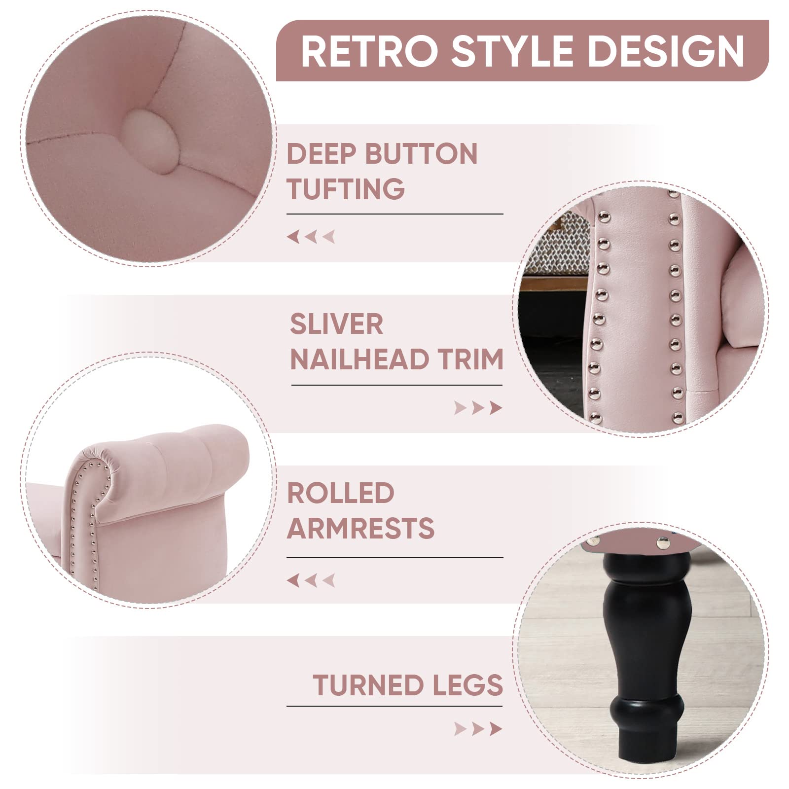 Velvet Storage Ottoman Bench with Tufted Upholstery - Mid Century Modern Small Bench with Hidden Storage & Toss Pillow - Multi-Functional Footrest, Bed End Bench, Entryway Seating for Bedroom, Living Room, Hallway (Pink) - Perfect for Small Space Organization & Cozy Home Decor