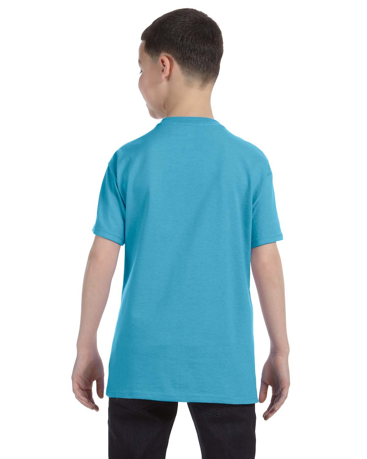 Jerzees Boys Heavyweight Blend Cotton T-Shirt - Aquatic Blue, Size 29B | Comfortable Kids Tee for School, Play & Everyday Wear