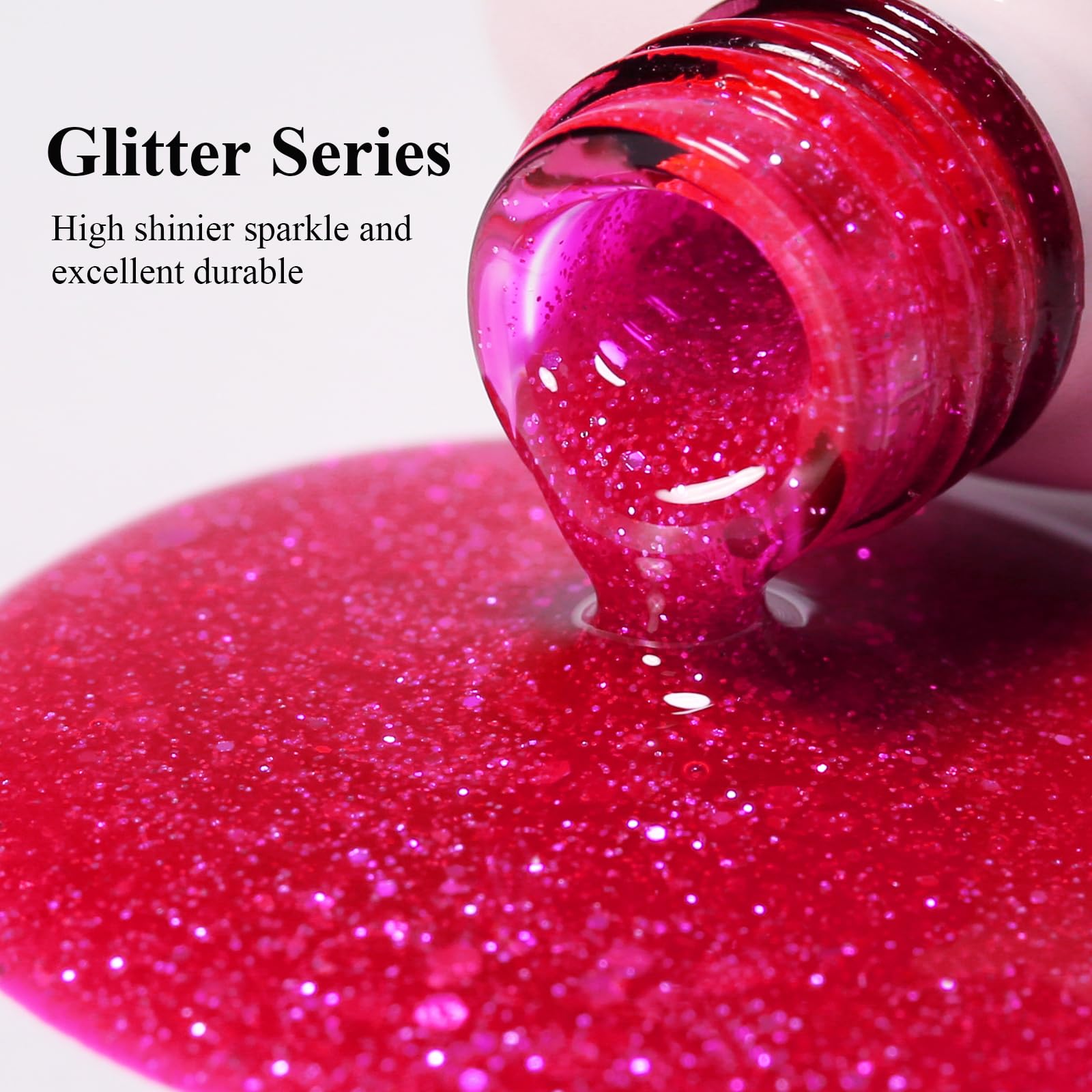 **Imtiti Glitter Gel Nail Polish - Hot Pink Iridescent Diamond Shimmer Soak Off UV LED Gel Polish (10ML) | Long-Lasting Manicure Kit for Autumn & Winter | Perfect for Parties, Holidays & Special Occasions**