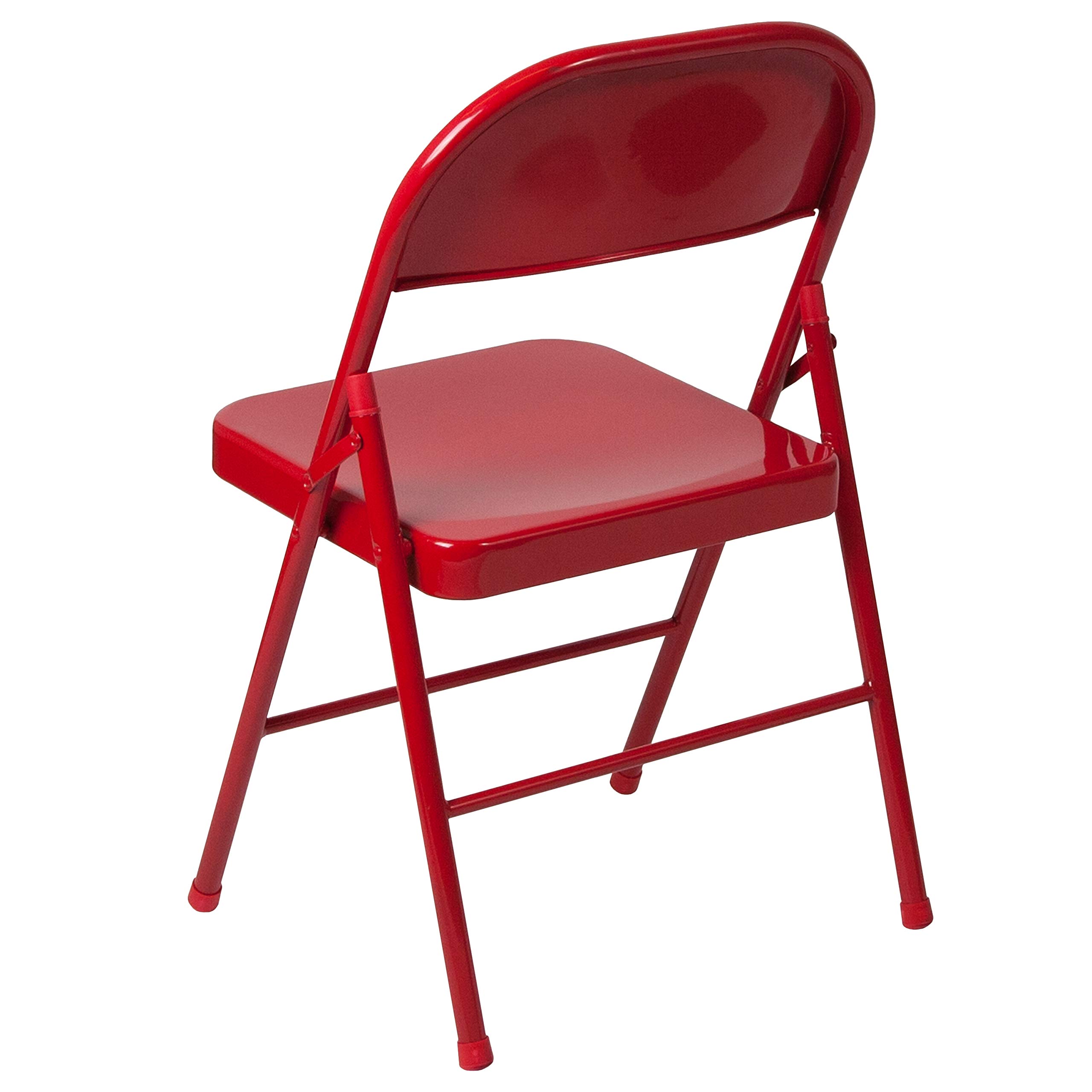 Flash Furniture HERCULES Series Heavy Duty Red Metal Folding Chair - Double Braced for Extra Strength - Perfect for Events, Parties, Outdoor Gatherings & Temporary Seating