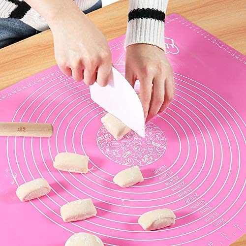 Non-Stick Silicone Baking Mat - Extra Thick Dough Rolling Pastry Mat with Measurement Scale, 60x40cm, Perfect for Cookies, Bread, Pies & Pizza - Ideal for Home Bakers & Professional Kitchens (Black)