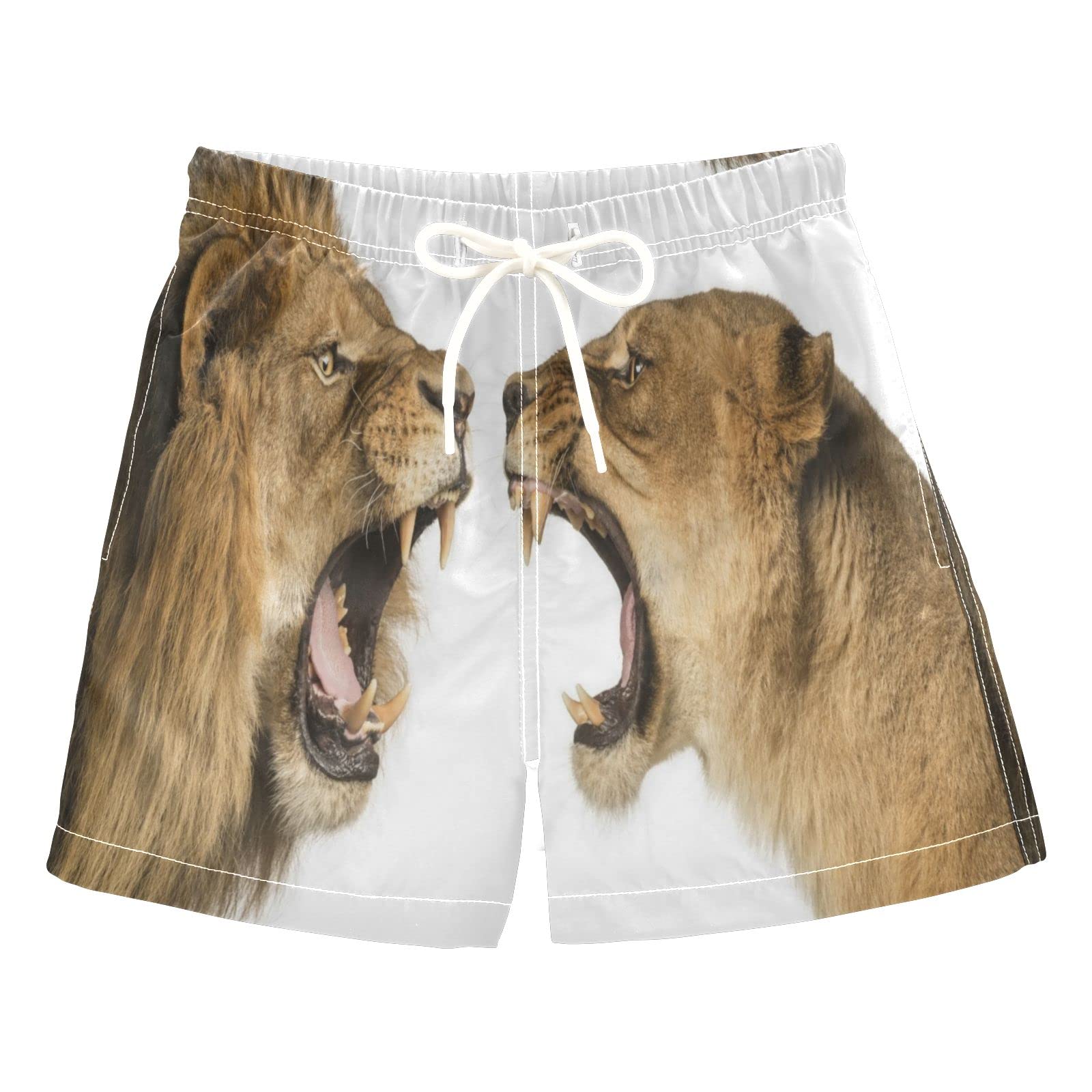 AMICHIC Boys Roaring Lions Swim Trunks - Quick-Dry Board Shorts for Beach, Surf & Pool - Perfect for Hawaii Vacation, Summer Swimwear Essentials