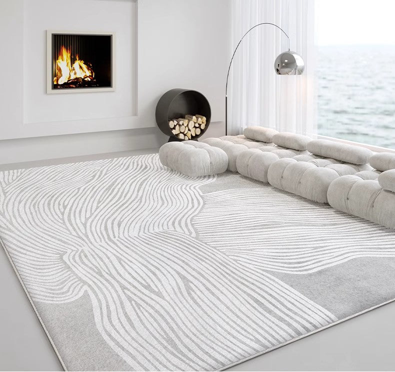 Soft Grey Thick Modern Area Rug - Non-Slip Plush Carpet for Living Room, Bedroom & Dining Room - Contemporary Home Decor for Cozy Spaces & High Traffic Areas