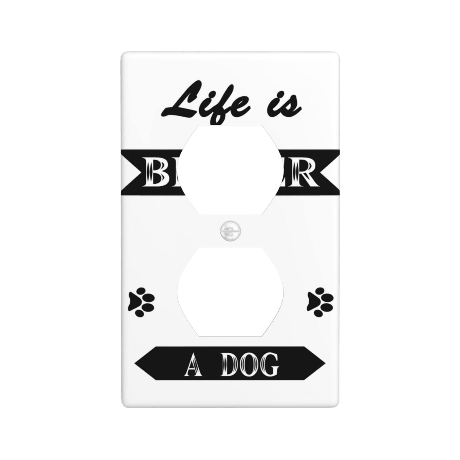 Dog Decor Print Light Switch Plate Cover - Single Gang Plastic Wall Plate for Duplex Outlet - Perfect for Pet Lovers' Home, Bedroom & Living Room Decor