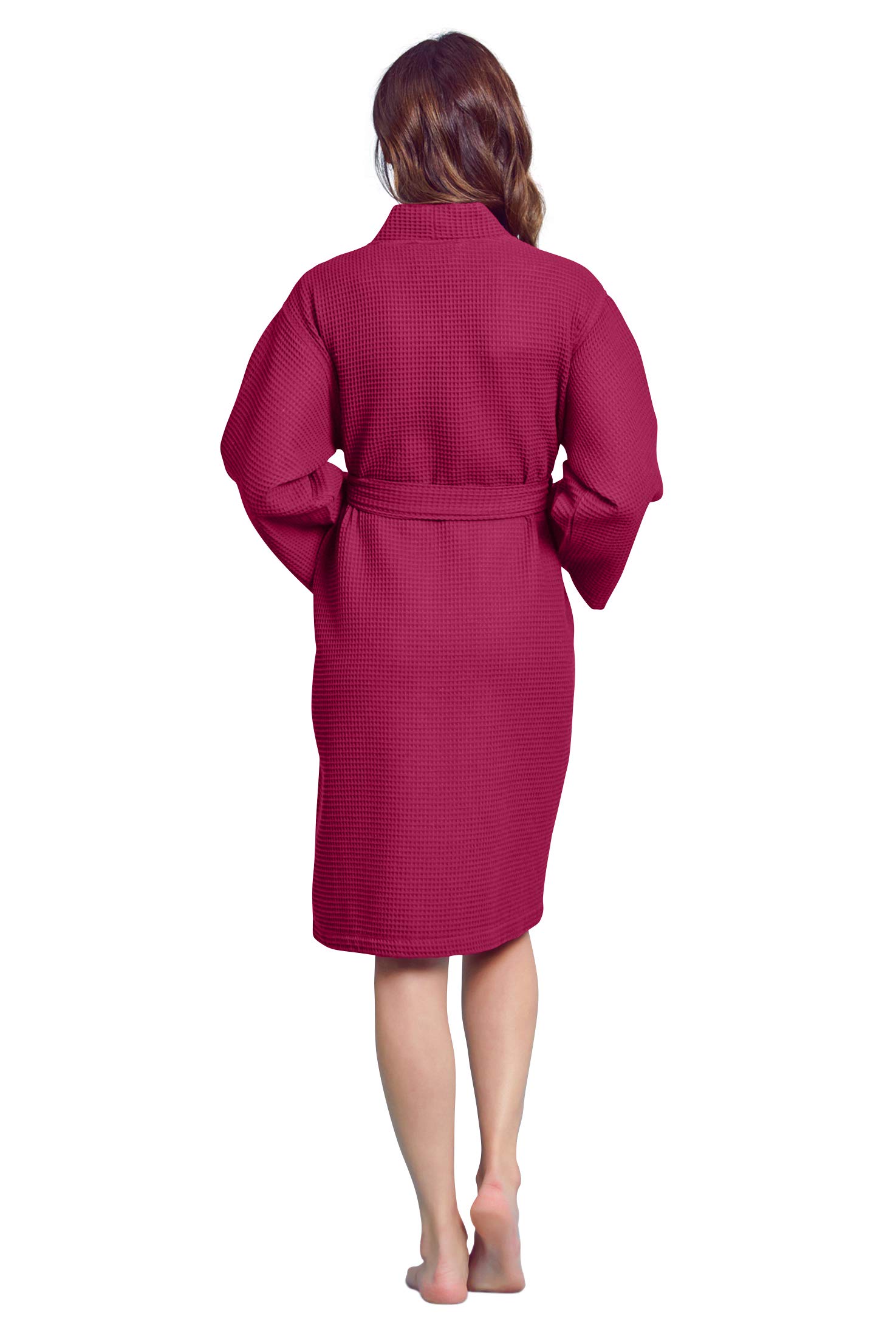 Soft Touch Linen Personalized Waffle Robe with Custom Embroidery - Women's Lightweight Cotton Polyester Blend Bathrobe for Spa, Home Relaxation & Gift Giving