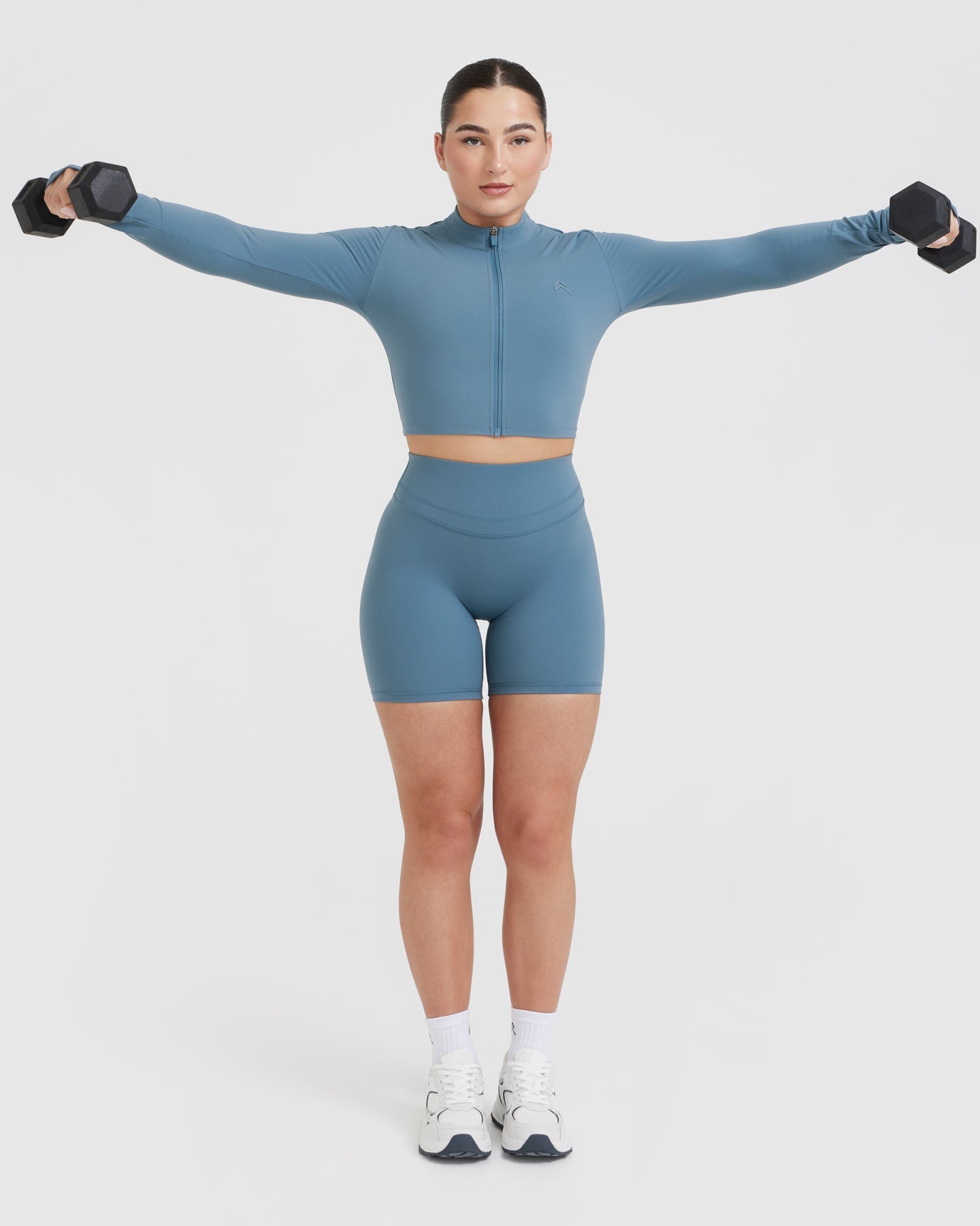 Moonstone Blue Lightweight Crop Jacket for Women - Stylish & Comfortable Outerwear for Spring & Fall Fashion