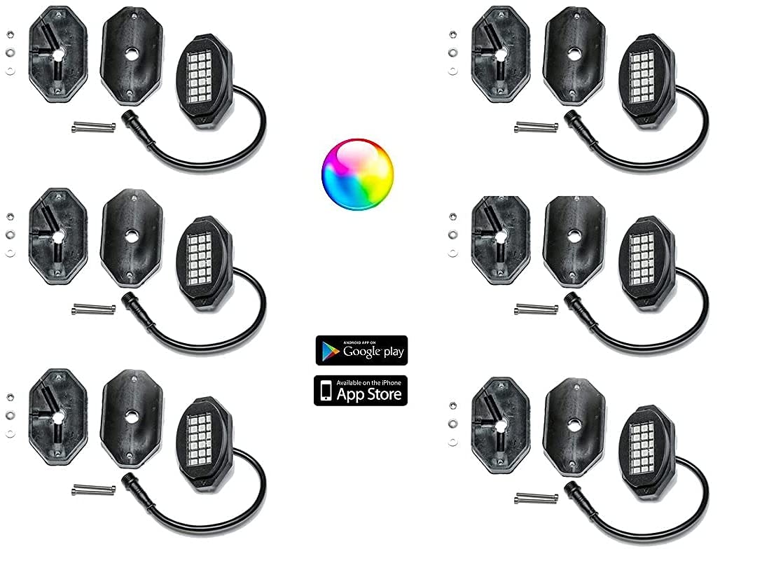 187 Style Rock Lights with Control Harness - 6 Pod LED Off-Road Lighting Kit for UTV, Boat, Truck | Waterproof, Multi-Color | Perfect for Night Off-Roading, Marine & Vehicle Customization