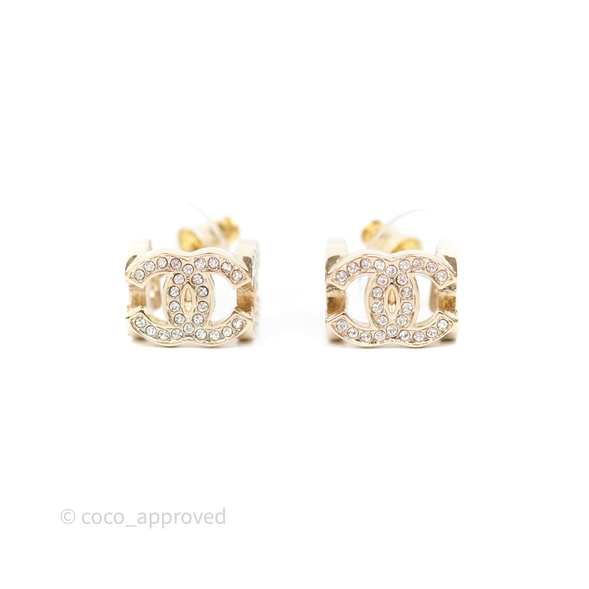 Chanel CC Crystals Square Earrings Gold Tone 23B - Luxury Fashion Jewelry for Women, Perfect for Parties, Weddings & Special Occasions