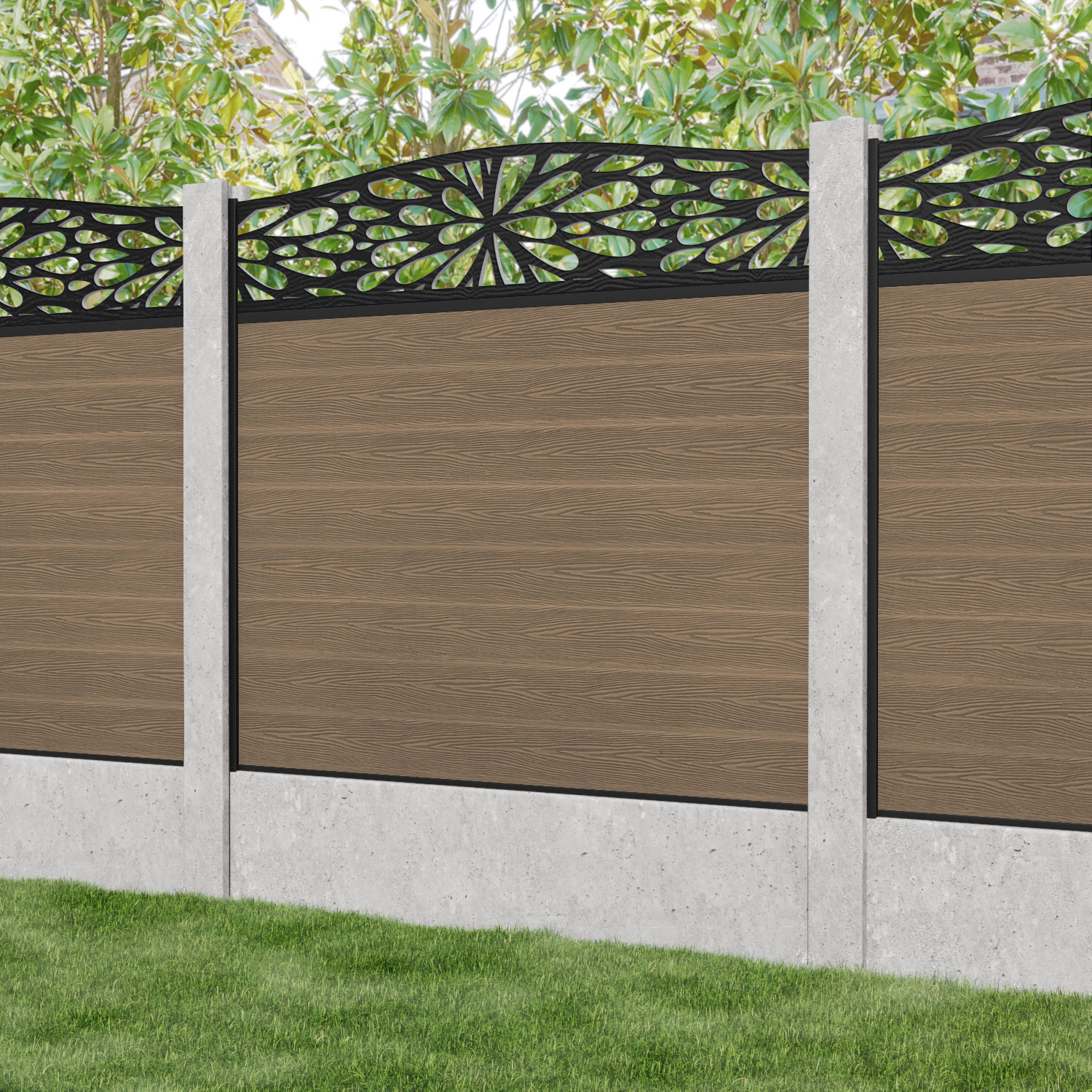 Classic Blossom Curved Top Teak Fence Panel - Fits Existing Concrete Posts | Perfect for Garden Borders, Backyard Privacy & Decorative Landscaping