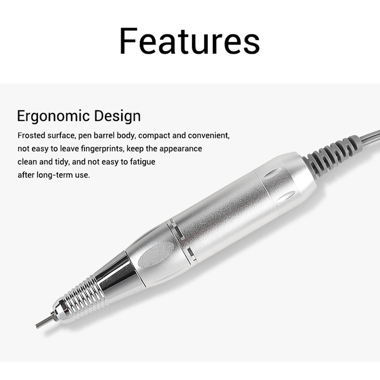 Professional Electric Nail Drill Pen Handle - 35000 RPM High Speed Aluminum Alloy Nail Polisher & Grinder Replacement for Manicure/Pedicure - Perfect for Nail Salons, Home Use & Professional Nail Art (Small Interface Compatible)