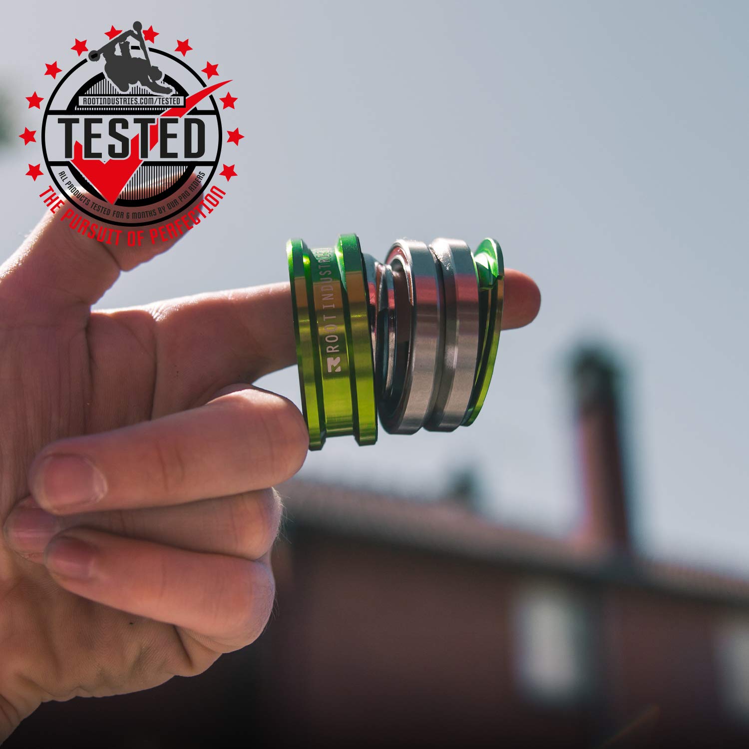 ROOT INDUSTRIES AIR Headset Tall Stack - Green | Premium Skateboard Headset for Smooth Rides | Perfect for Street Skating, Park Tricks & Longboard Cruising