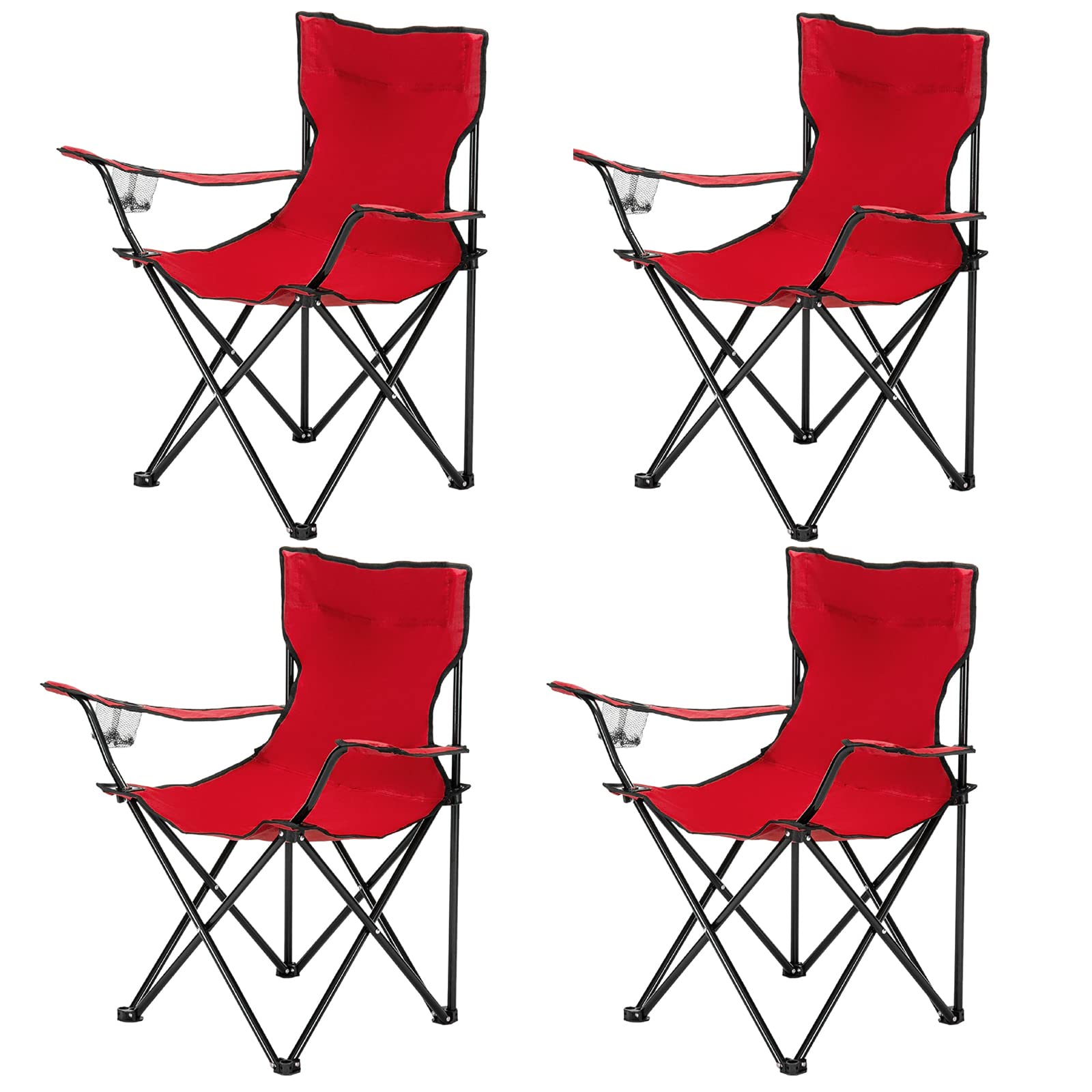 4 Pack Ultralight Folding Camping Chairs with Cup Holder & Carry Bag - Portable Beach, Patio, Pool & Park Chairs for Outdoor Adventures, Picnics & Travel