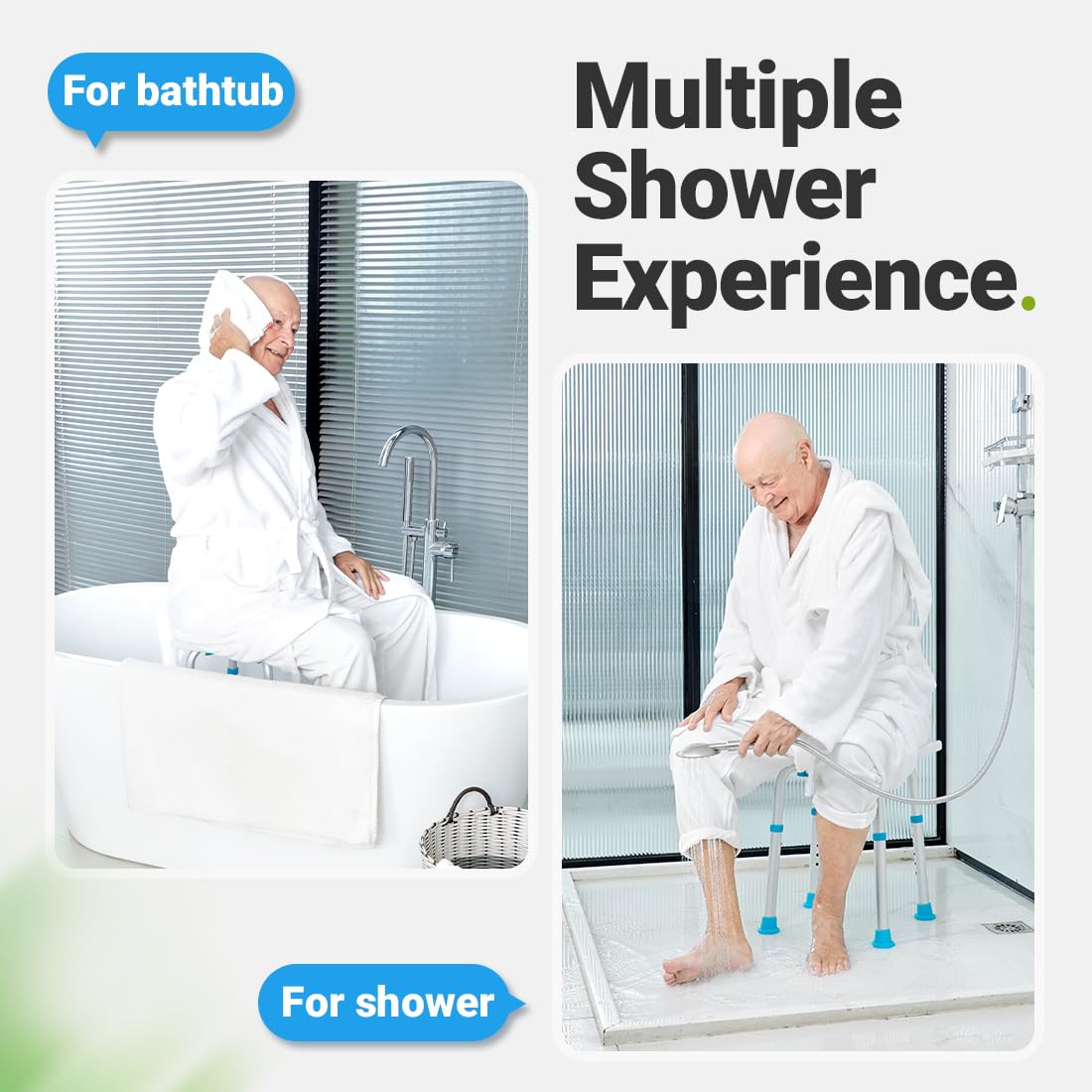 Heavy Duty Bariatric Shower Chair for Elderly & Disabled - 500lbs Weight Capacity, Adjustable Height Shower Stool with Padded Seat, Non-Slip Feet - FSA/HSA Eligible - Ideal for Bathroom Safety & Elderly Care (1-Pack)