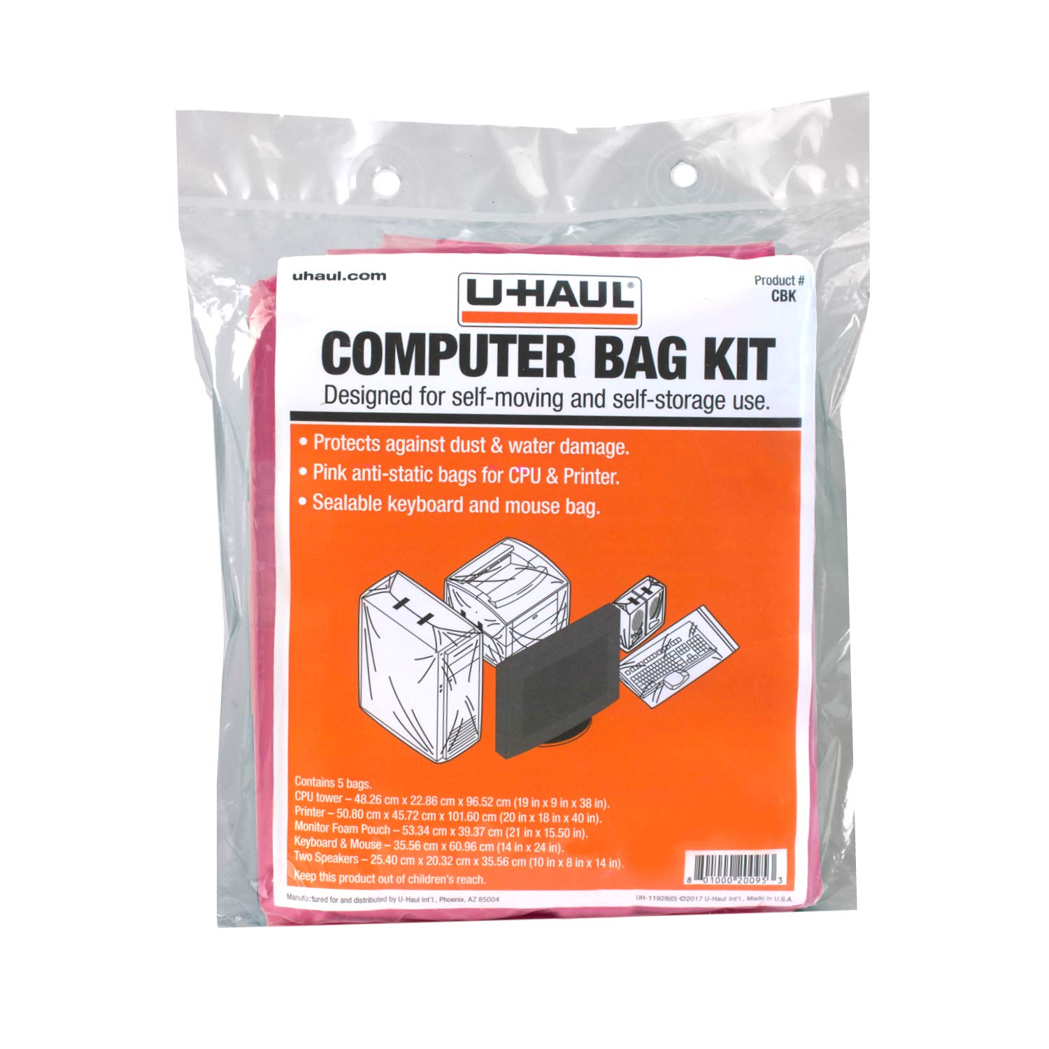 U-Haul Computer Bag Set - Protective CPU Tower Bag, Printer Bag, Monitor Bag, Keyboard & Mouse Bag, Speaker Bag for PC Setup & Office Moving | Durable Computer Accessories Storage & Transport Solution