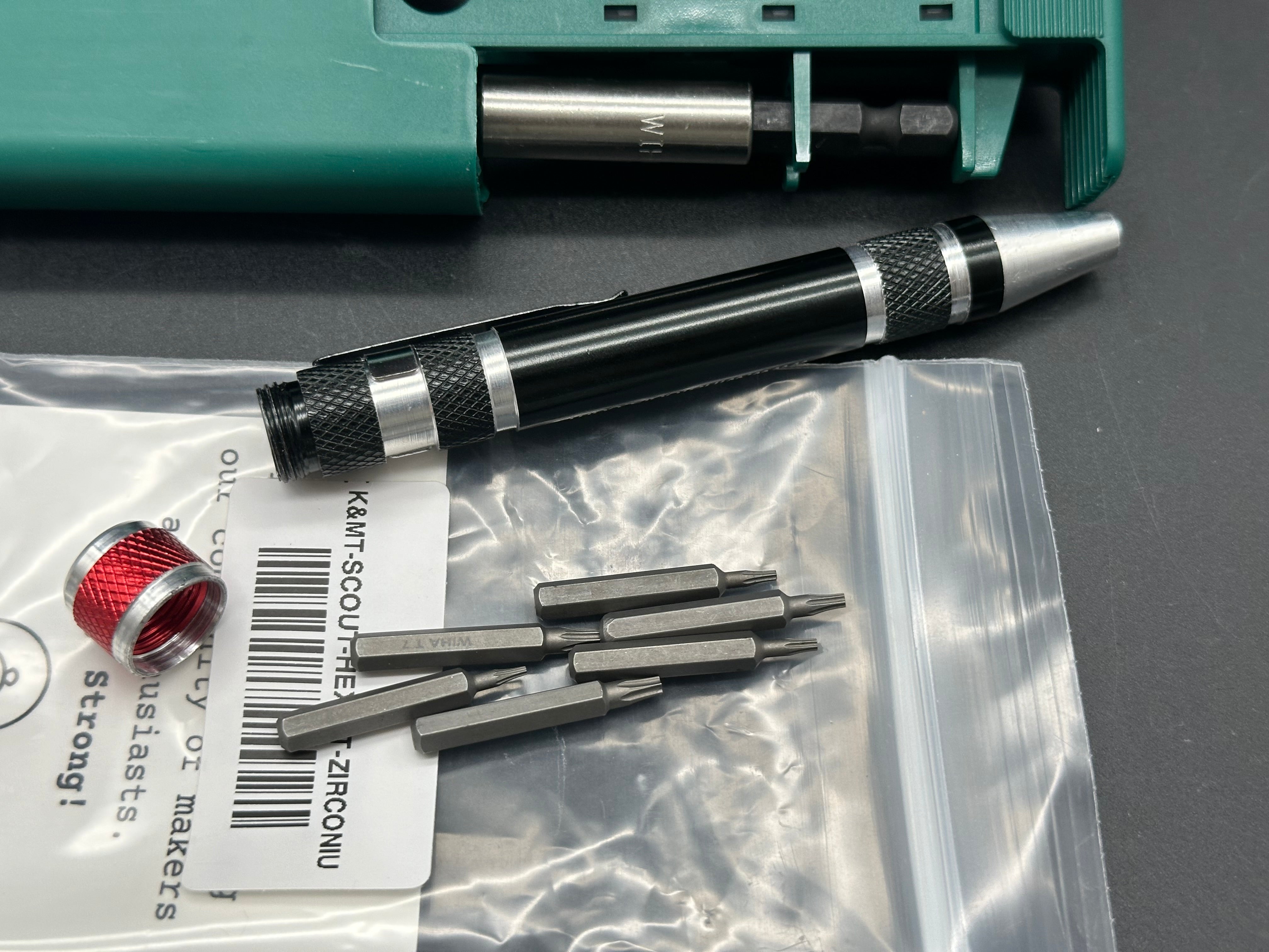Scout Leather Co. Hex Bit Driver - Zirconium Limited Edition with Wiha Bit Selector 1/4