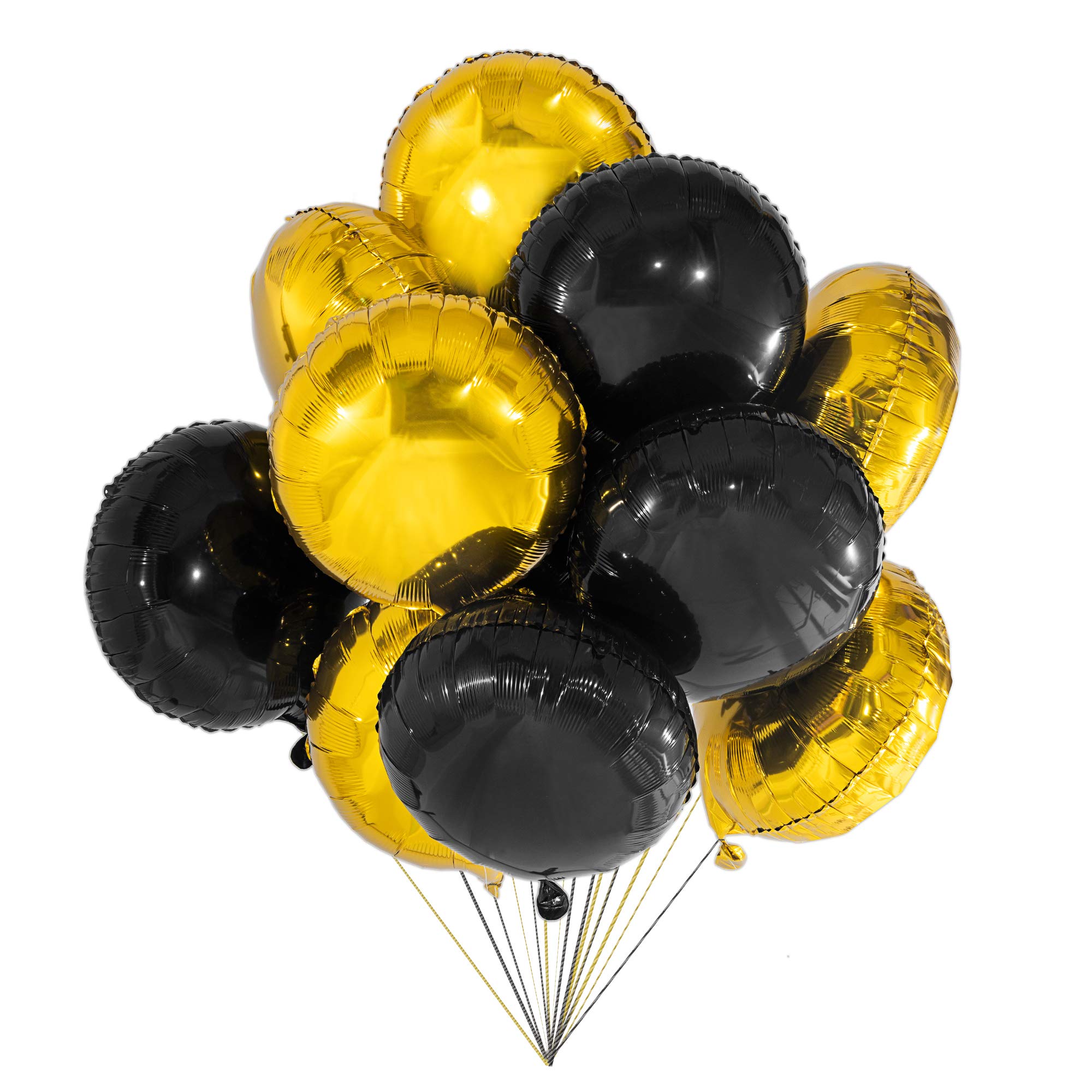 20 Pack 18 Inch Black Gold Foil Mylar Round Balloons - Metallic Party Balloons for Baby Showers, Graduations, Wedding & Engagement Decorations | Perfect for Birthday Parties, Anniversary Celebrations & Special Events