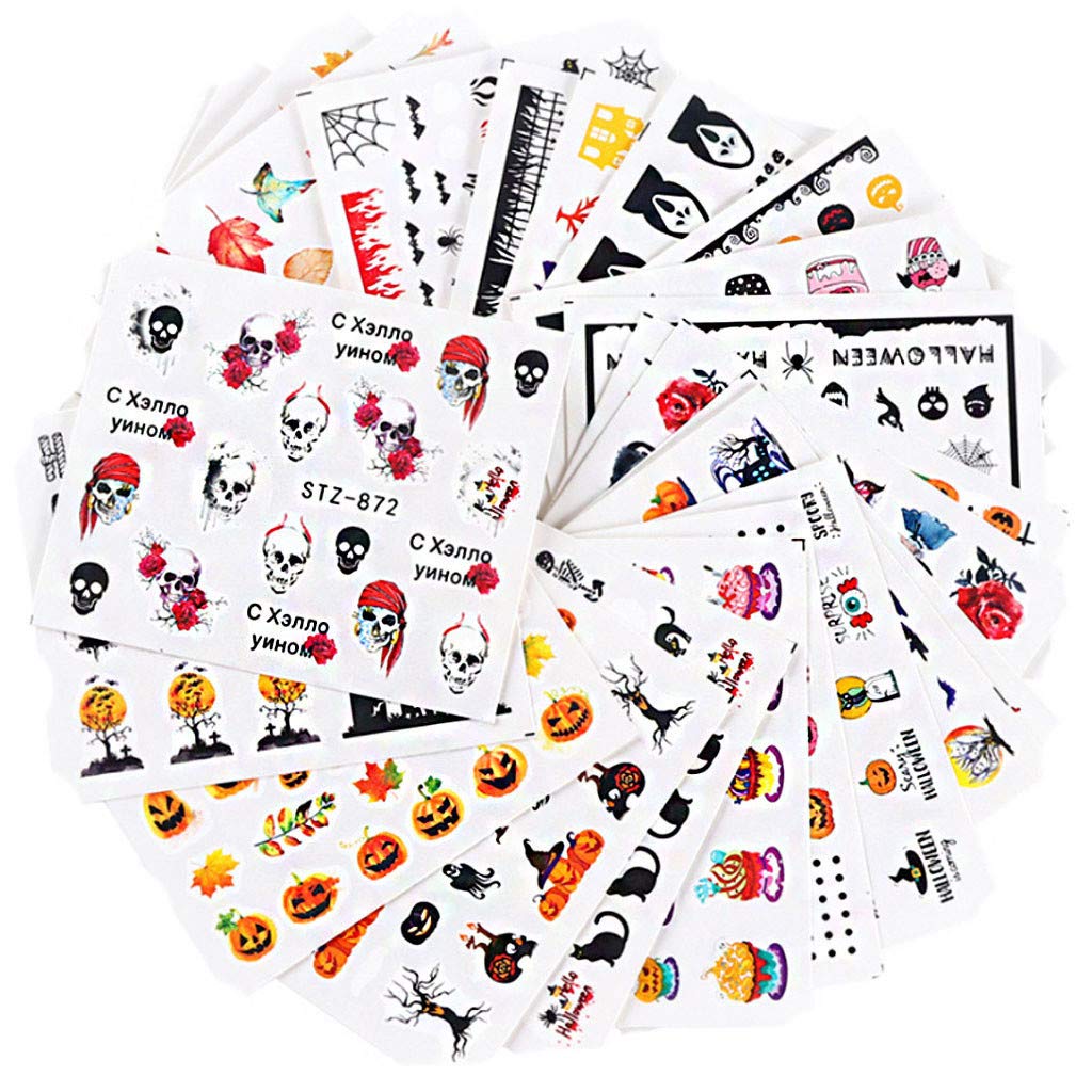 Halloween Cat & Bat Nail Stickers - Luxury Black Pumpkin Manicure Decals for Women 2019 | Perfect for Halloween Parties, Costume Nails & Spooky Nail Art