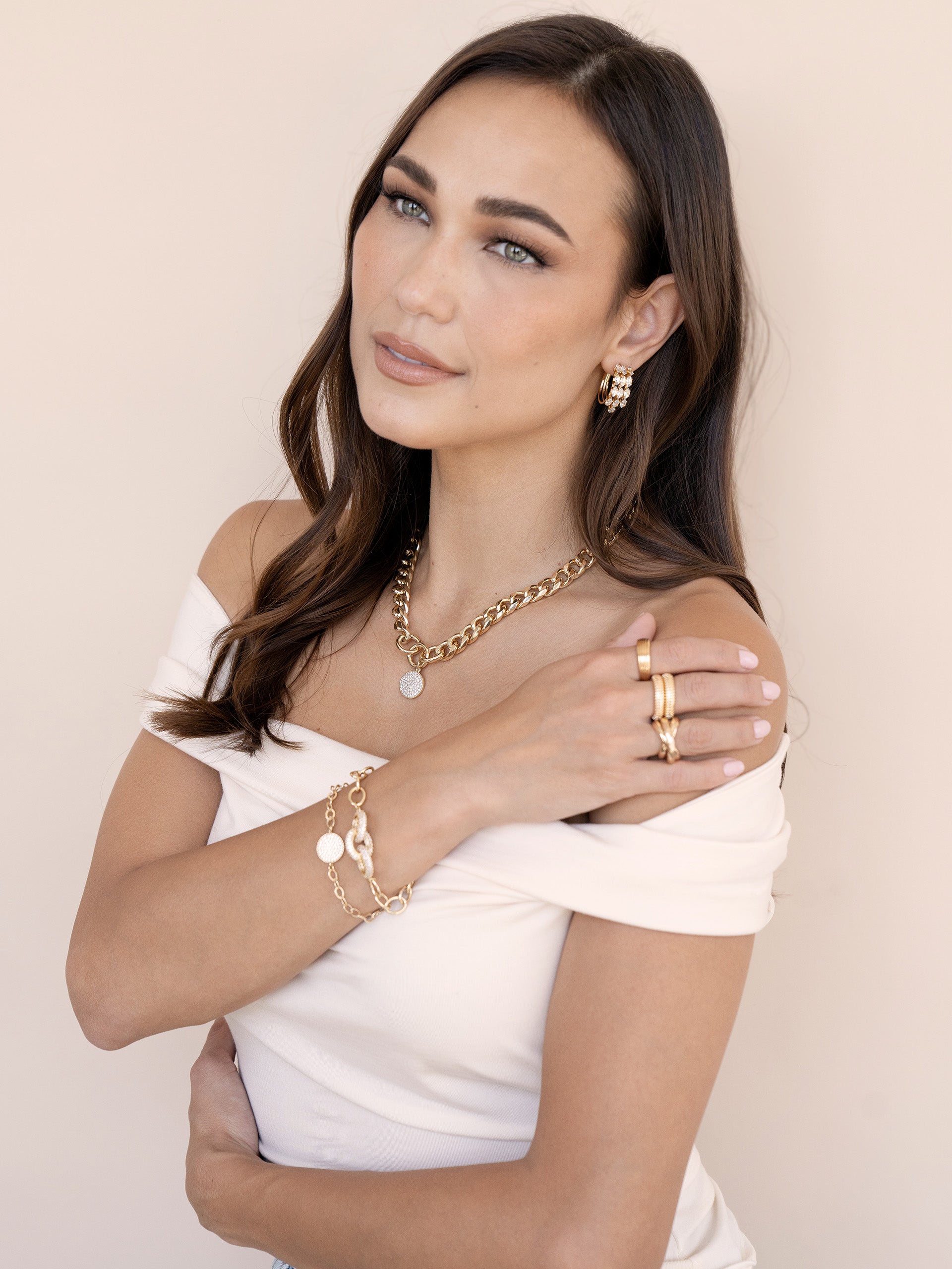 Crystal Disc Charm and Chain Necklace - Elegant Dainty Jewelry for Women | Perfect for Everyday Wear, Date Nights & Special Occasions