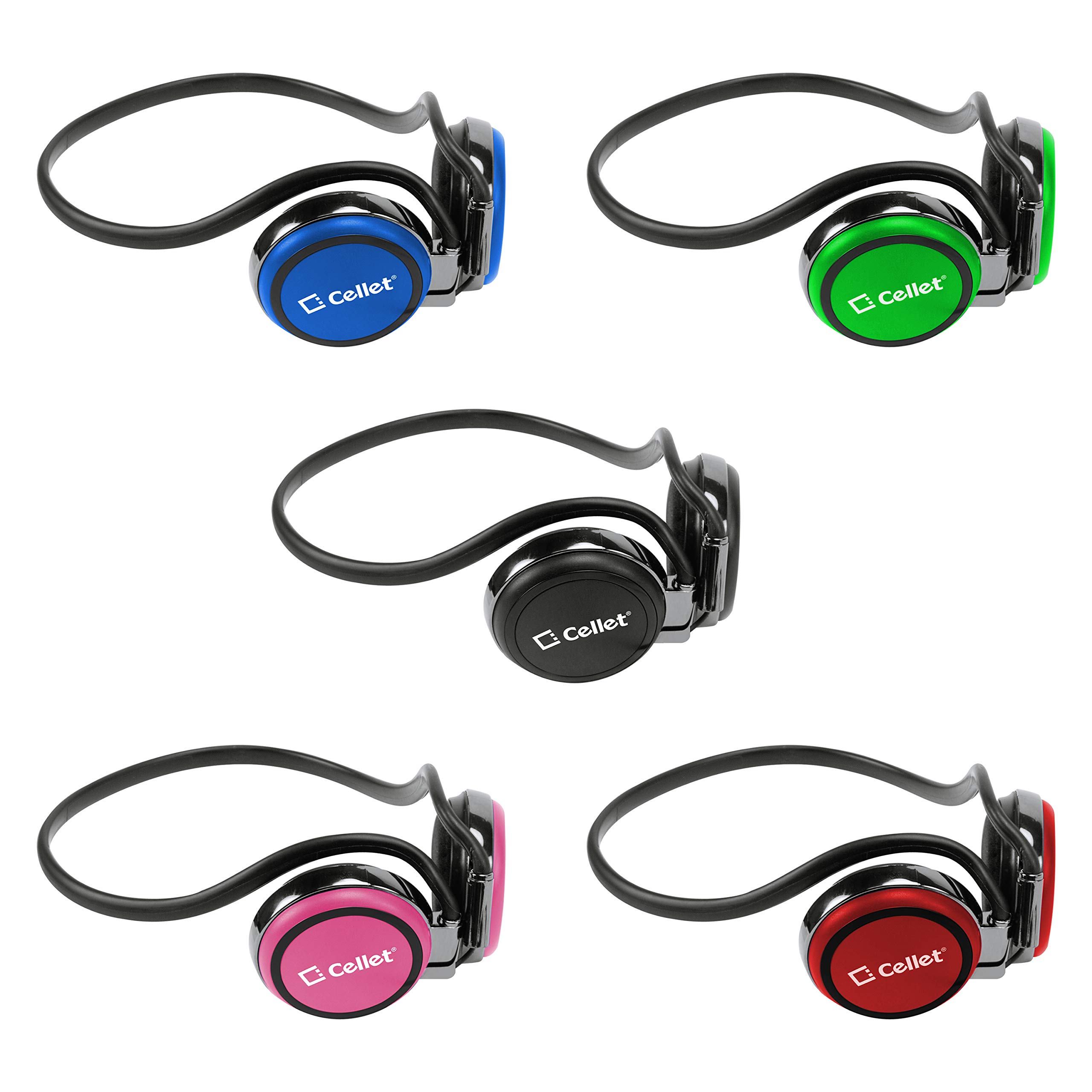 Cellet 3.5mm Stereo Sports Headphones with Mic - Hands-Free Wired Earbuds for Running & Workouts - Compatible with iPhone, Samsung, Huawei, LG & More Smartphones (Black) - Perfect for Gym, Jogging & Active Lifestyle