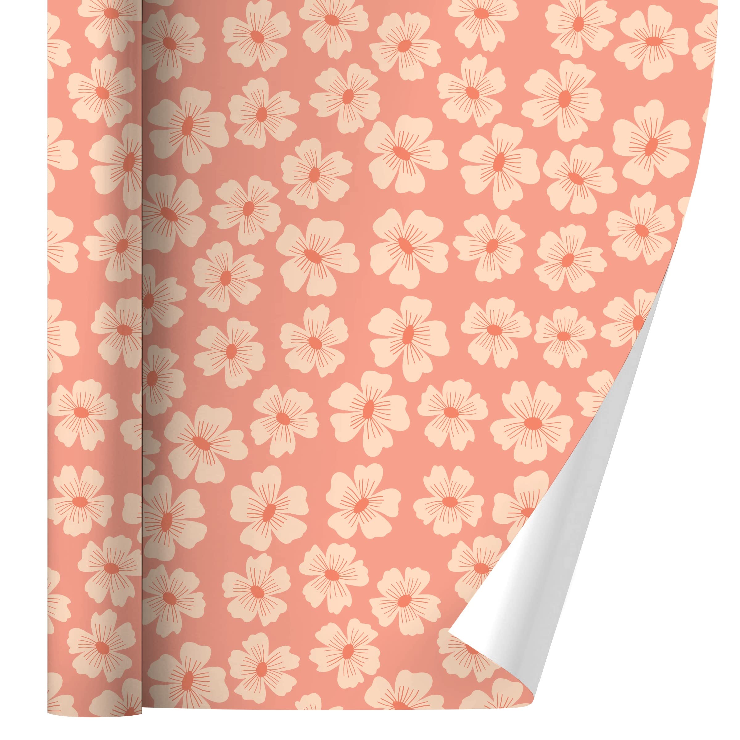 Peachy Flowers Gift Wrap Paper Rolls - Floral Wrapping Paper for Birthdays, Weddings & Special Occasions | GRAPHICS & MORE Premium Wrapping Paper