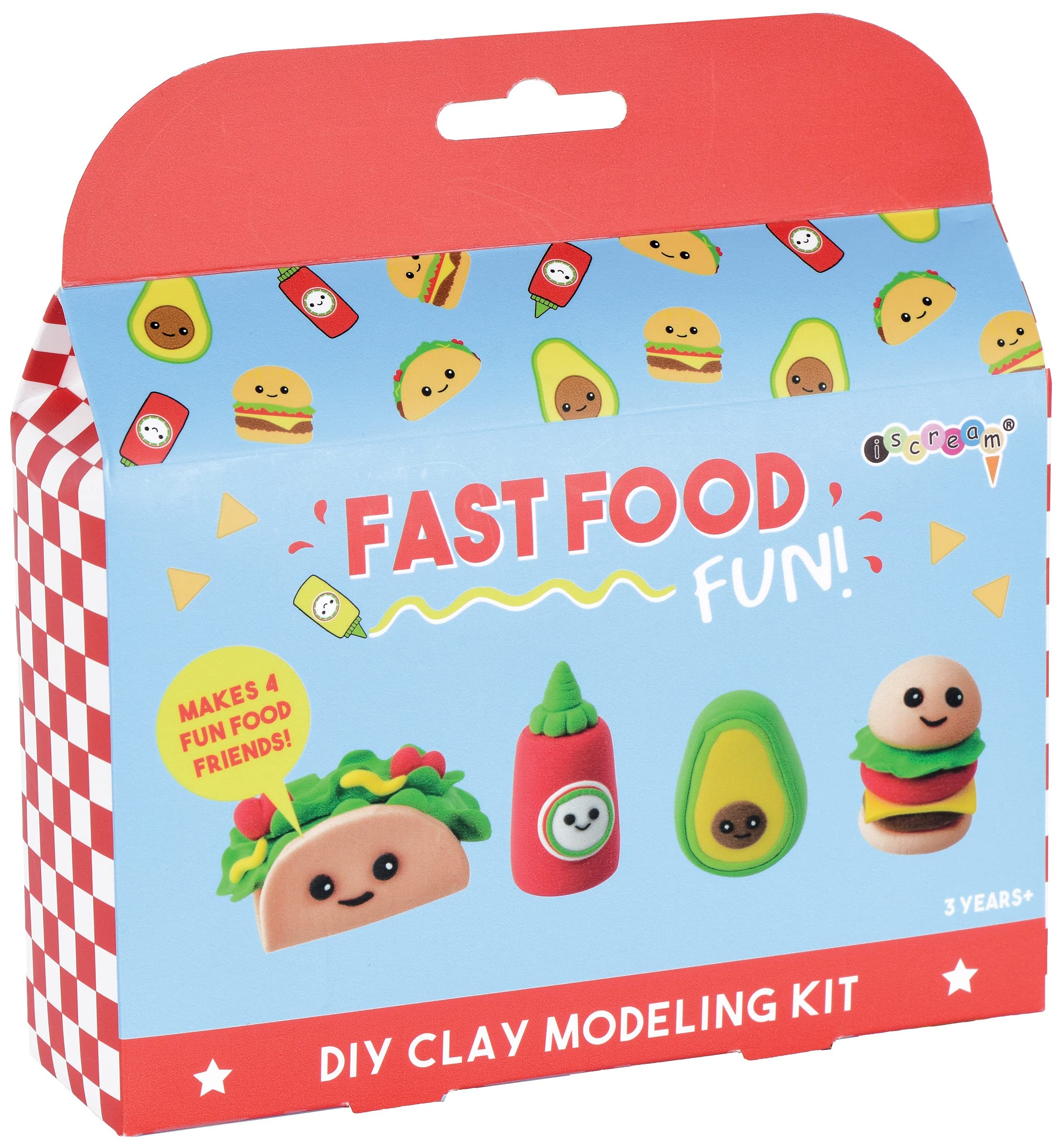iScream Fizz Creations DIY Kawaii Foodie Friends Modeling Dough Kit - Make Cute Snack Shapes, Creative Play Dough Set for Kids Birthday Party & STEM Learning Activities