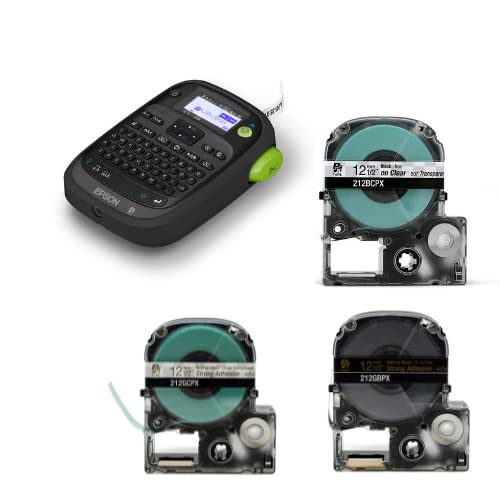 Epson LW-PX300 Industrial Label Maker Bundle with 212PX PET Tape Cartridge - Black/Clear, Gold/Clear & Gold/Black Polyester Labels - Perfect for Warehouse Organization, Equipment Labeling and Industrial Asset Management