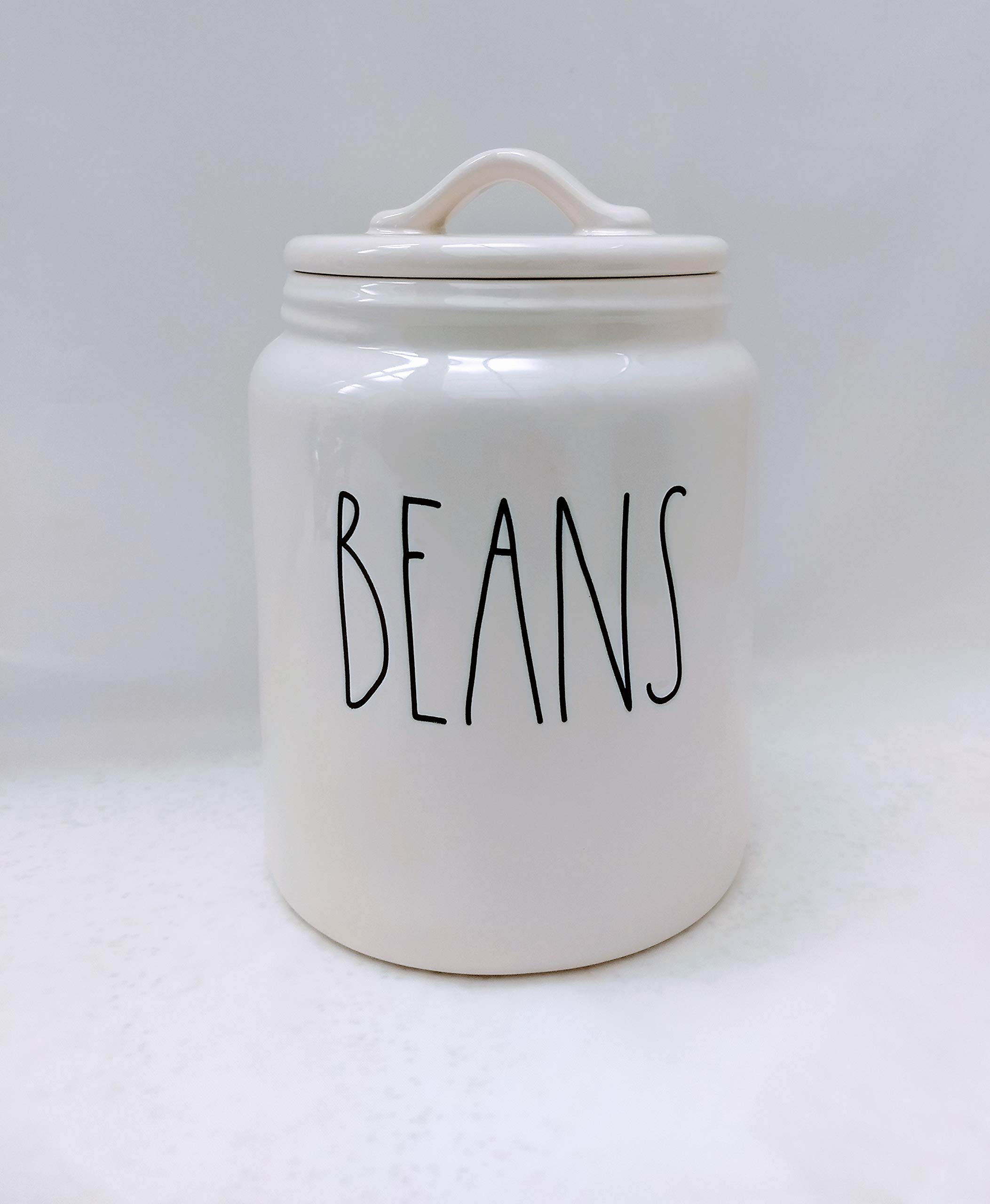 Rae Dunn by Magenta Medium Ceramic Bean Canister - 8 x 5 Inches, Airtight Food Storage Container for Kitchen Pantry Organization - Perfect for Coffee Beans, Flour, Sugar & Dry Goods