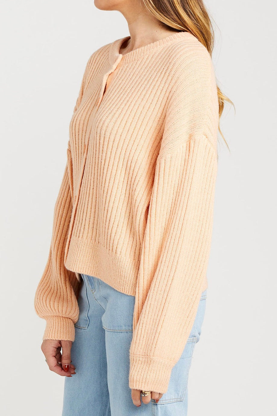 Flo Peach Wool Blend Cardigan Women's Soft Knit Sweater | Cozy Winter Layering & Casual Office Wear