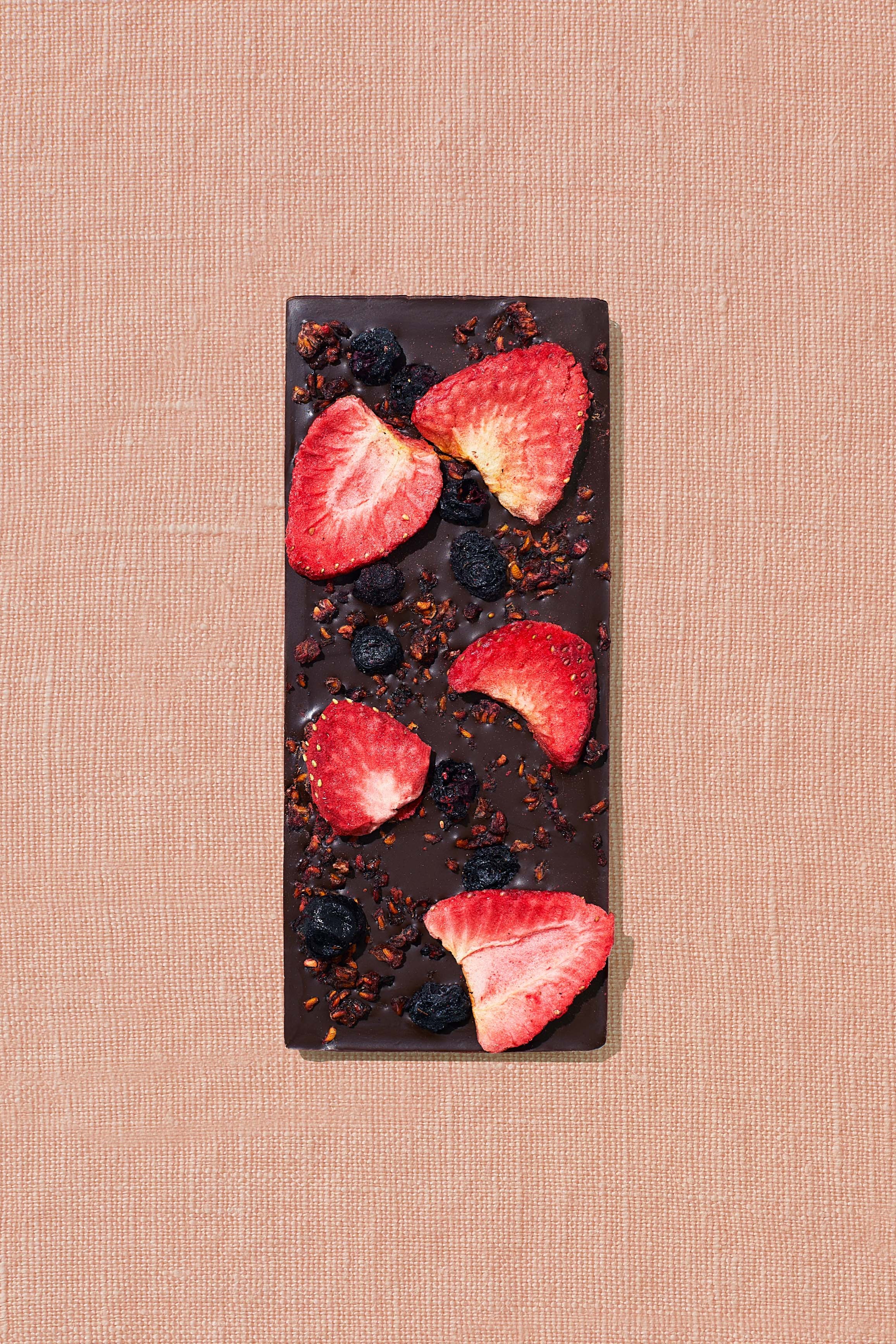 Organic Mixed Berry Dark Chocolate Sweetened with Dates - Healthy Vegan Snack for Dessert, Gifts & Parties