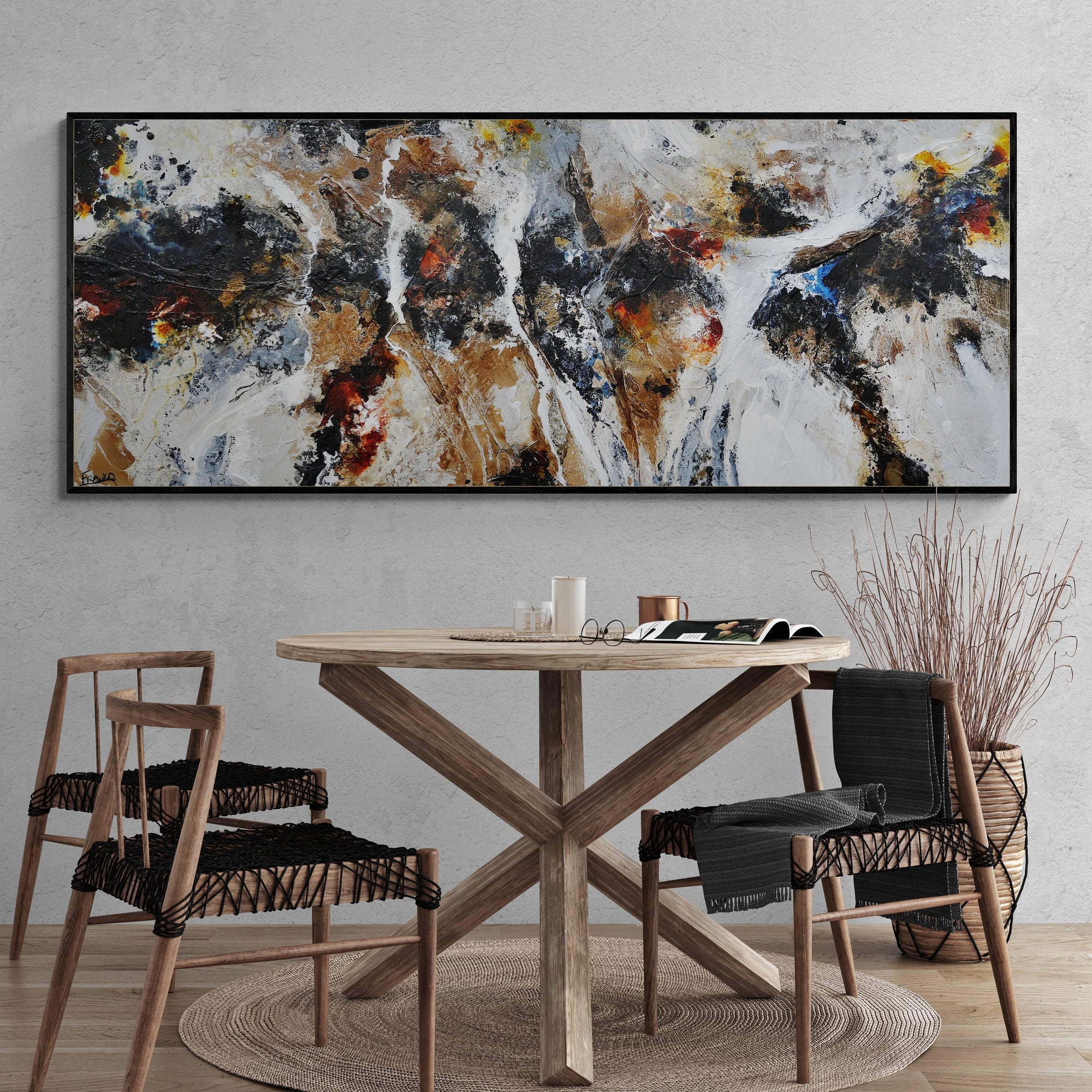 Raw Tectonic 200cm x 80cm Rustic Textured Abstract Canvas Wall Art - Modern Home Decor for Living Room, Bedroom & Office