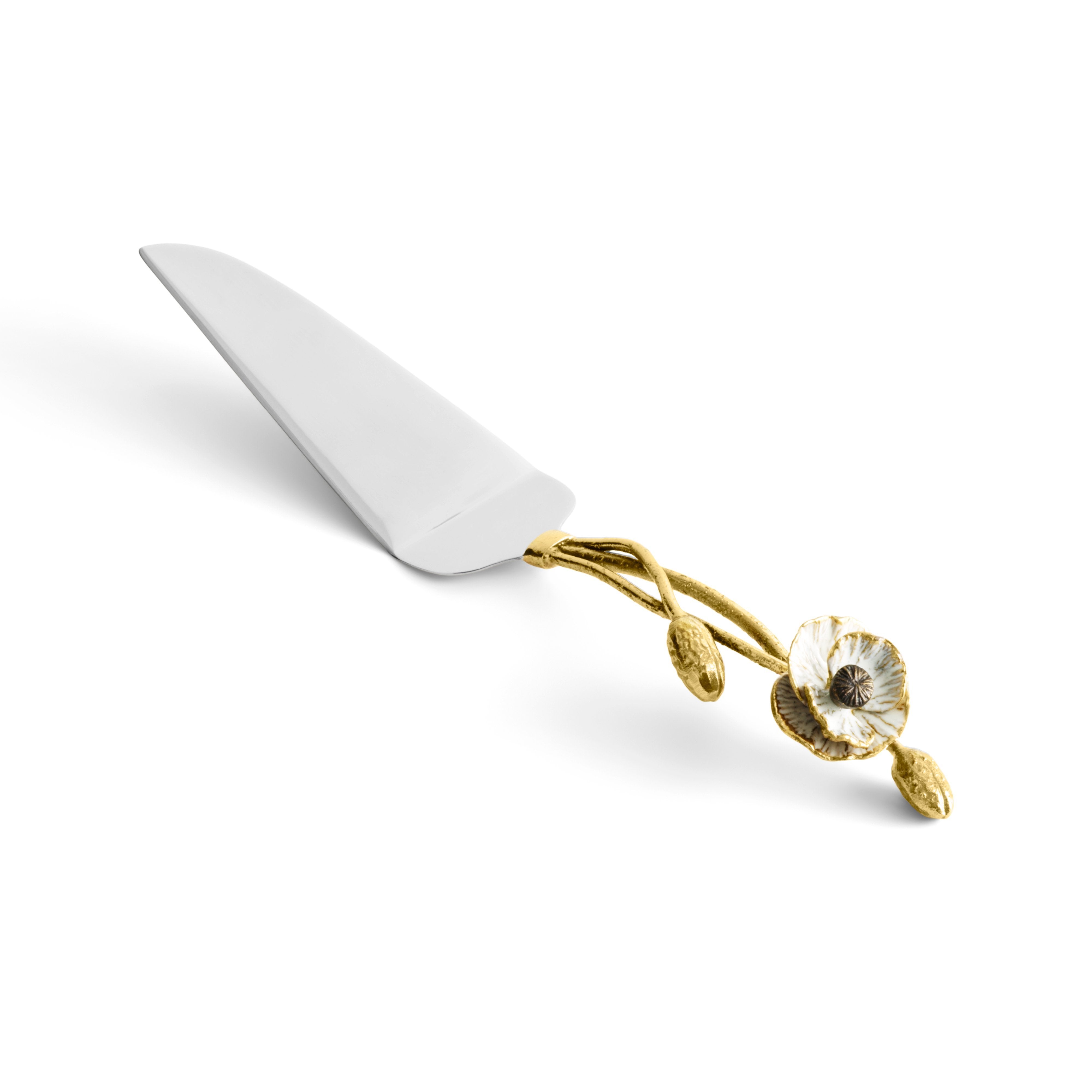 Stainless Steel Anemone Cake Server - Elegant Cake Cutting and Serving Tool for Weddings, Birthdays, and Special Occasions