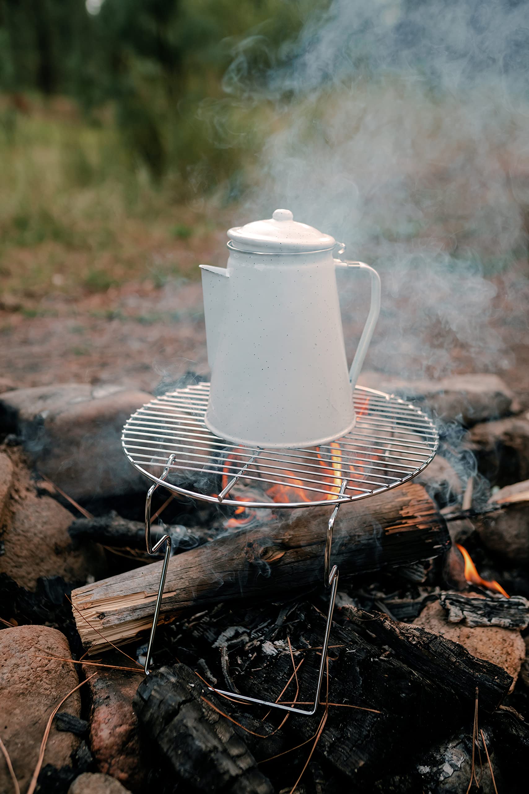 Stansport Enamel Coffee Pot - Durable Camping Coffee Maker for Outdoor Adventures, Hiking & Picnics - 10 Cup Capacity, Rust-Proof & Easy to Clean