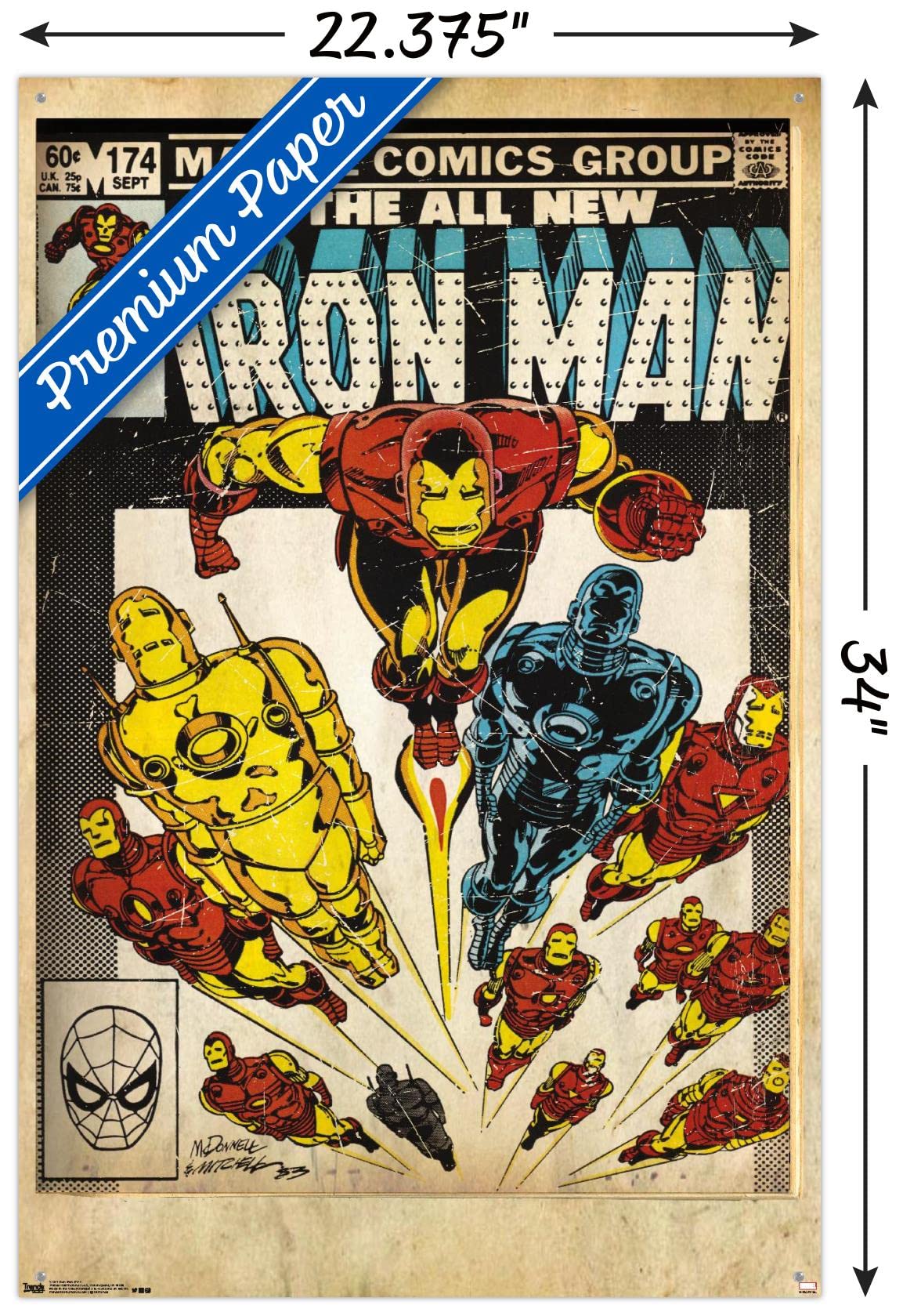 Marvel Comics Iron Man Cover #174 Wall Poster with Push Pins - Premium Superhero Decor for Home, Office & Game Room