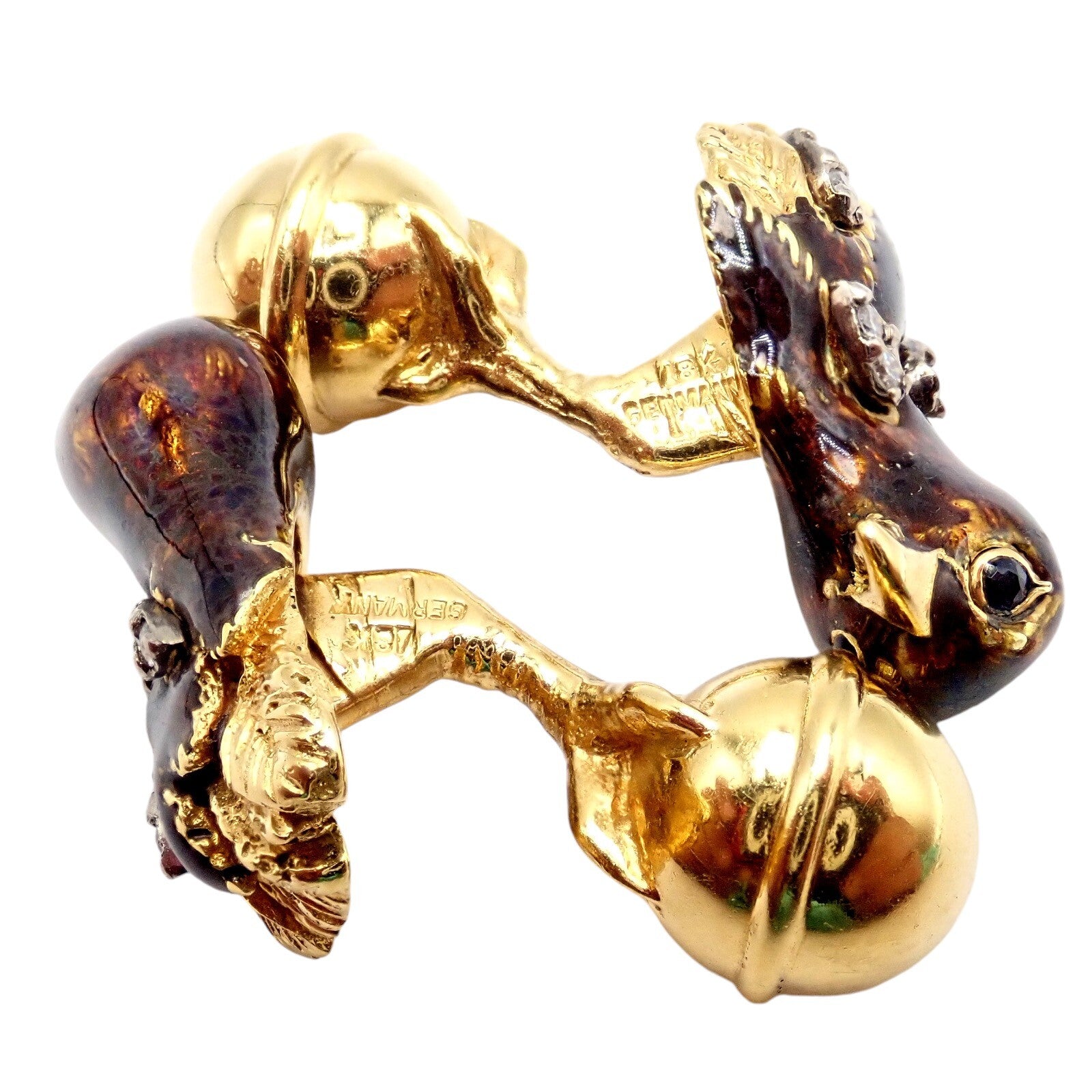 Vintage Tiffany & Co. 18k Yellow Gold Diamond Enamel Falcon Eagle Bird Cufflinks - Luxury Men's Jewelry Gift for Formal Events & Business Occasions
