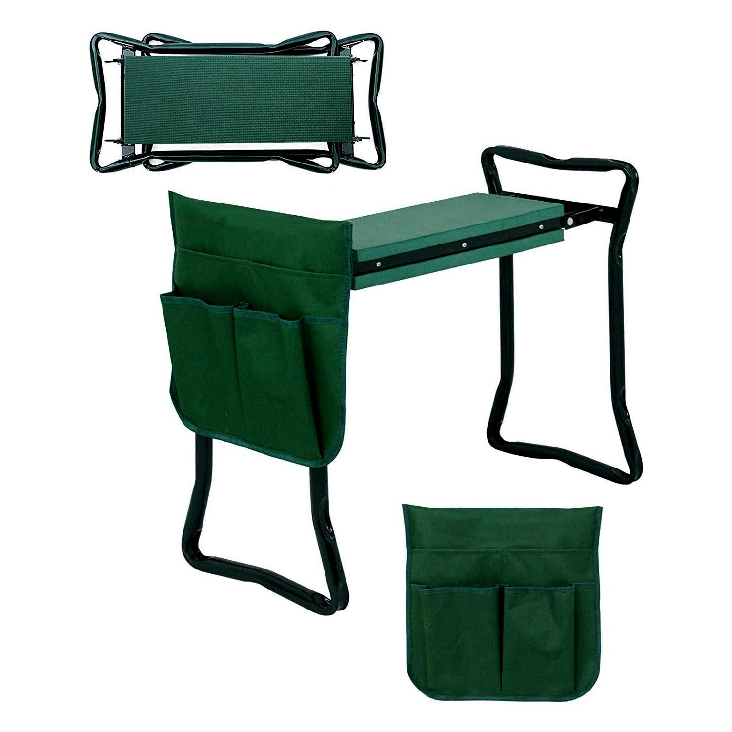 Foldable Garden Kneeler Seat with Handle & Storage Pouch - Portable Gardening Stool with Soft EVA Foam Pad for Comfortable Planting, Weeding & Outdoor Use
