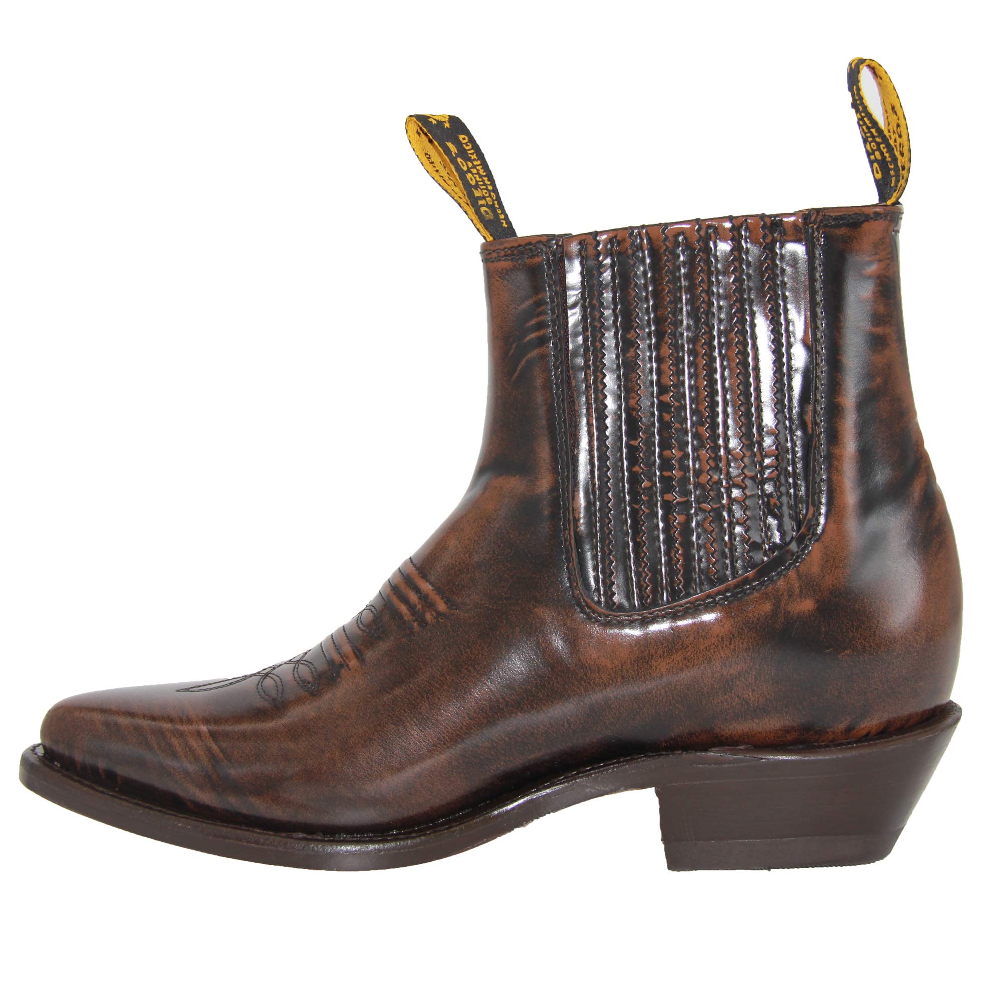 Men's Genuine Leather Western Cowboy Boots - Short Ankle Charro Botin for Rodeo, Country Dancing & Casual Wear