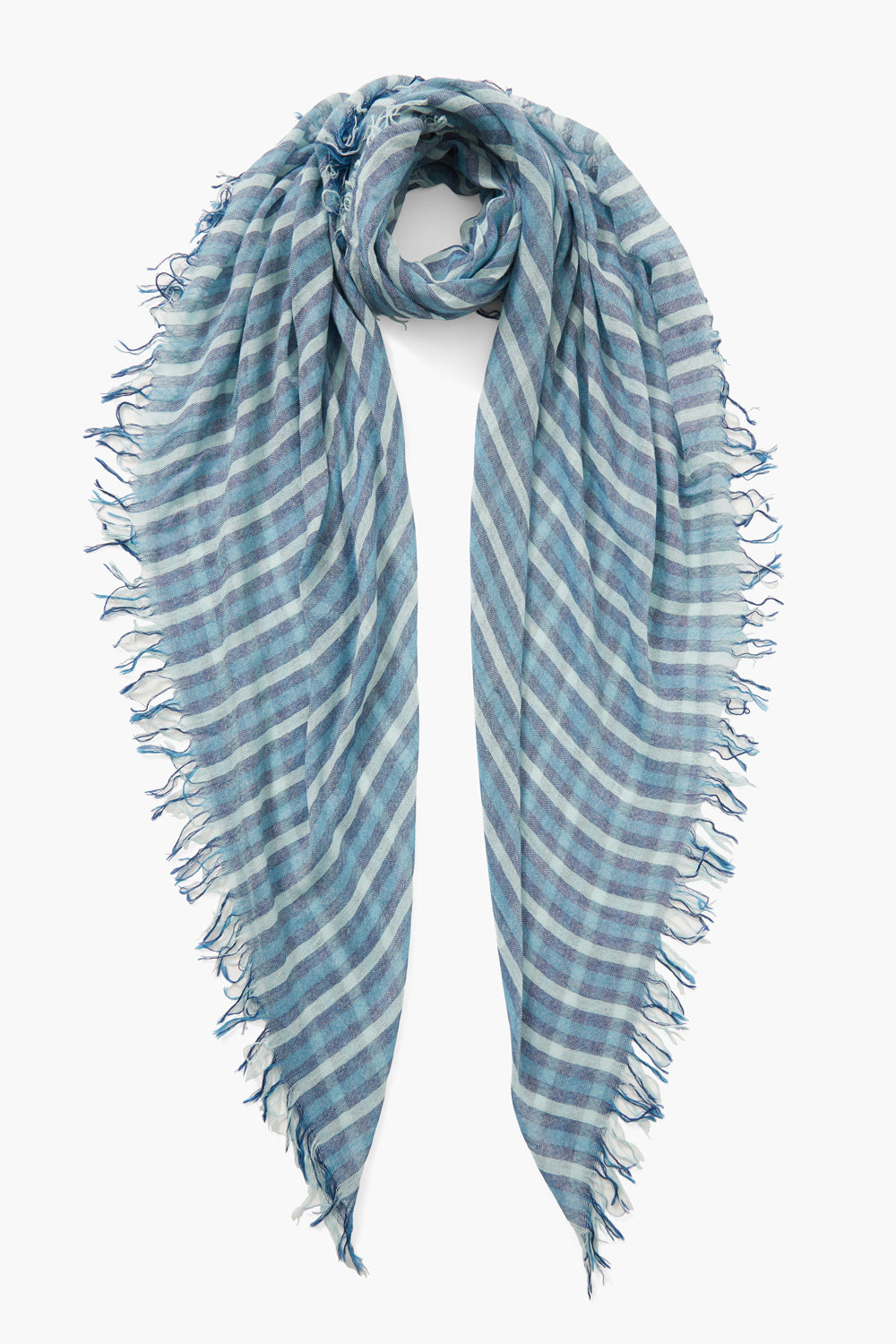 Luxury Cashmere and Silk Scarf - Estate Blue Linea - Soft Winter Wrap for Women - Perfect for Office, Travel & Gift Giving