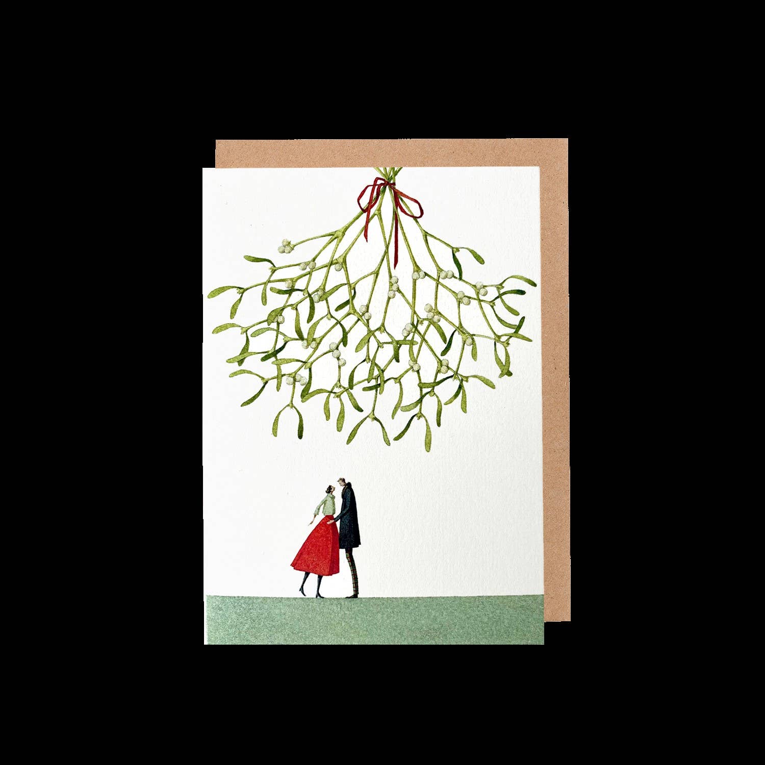 Hester & Cook Christmas Kiss Greeting Card - Elegant Holiday Stationery for Festive Wishes, Office Gifts & Family Celebrations