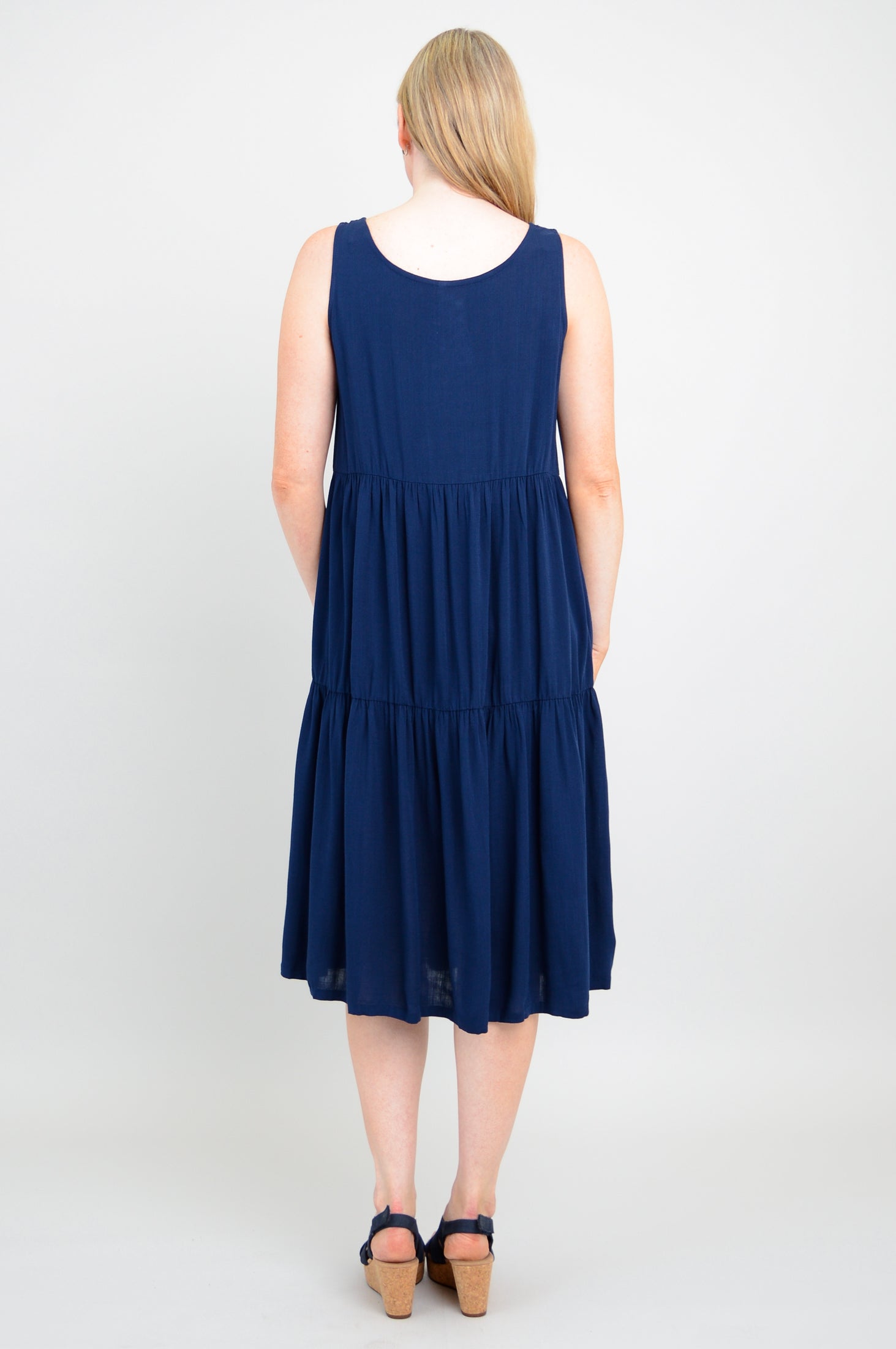 Juni Dress - Women's Linen Bamboo Blend Maxi Dress in Indigo Blue | Perfect for Summer, Beach, and Casual Outings