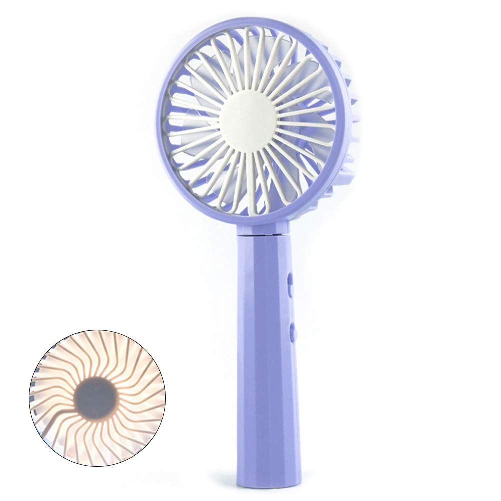 MileHouse Portable USB Rechargeable Fan with 2 Speed Settings & LED Light - Compact Air Cooler for Home, Office, Travel, and Outdoor Summer Use