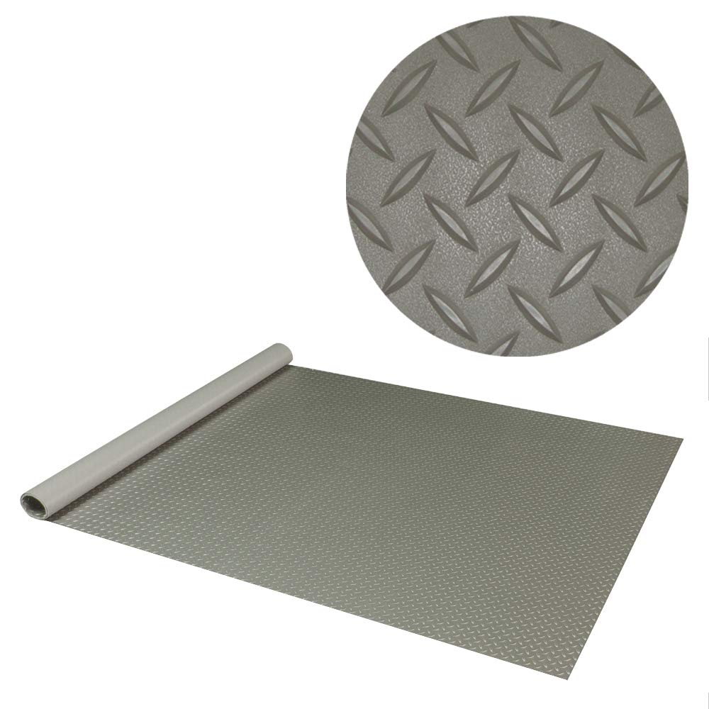 RoughTex 85512 Pewter Diamond Deck 5' x 12' Anti-Slip Floor Mat - Durable Garage, Workshop & Entryway Rug - Multiple Size & Color Options