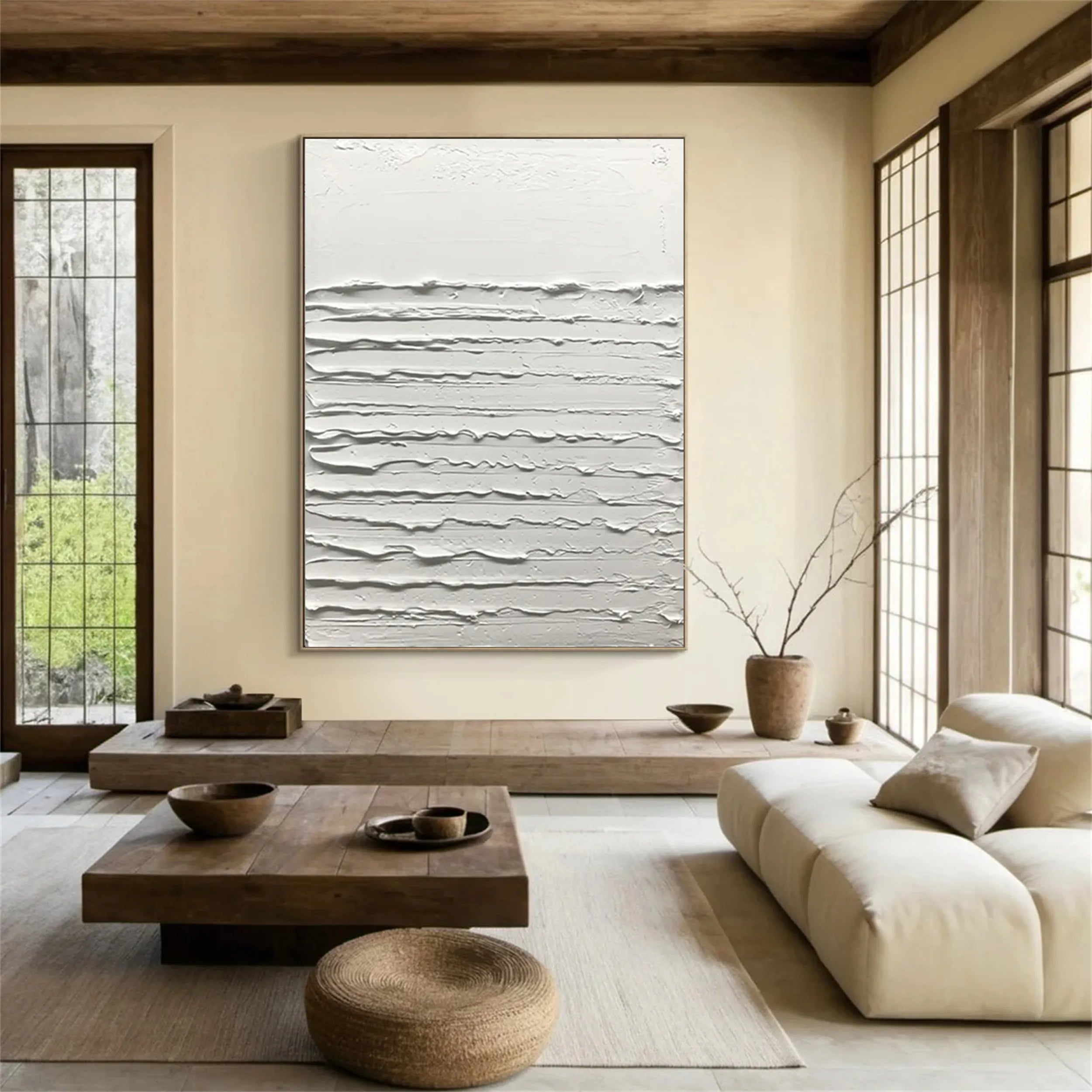 White Minimalist Textured Painting Canvas #MM177 - Premium Wall Art for Modern Home & Office Decor
