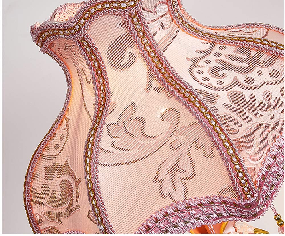 Elegant Pink Princess Table Lamp with European Resin Fabric Shade - Soft Wide Reading Light for Living Room, Bedroom & Nursery - Touch Button E26 Base Indoor Lighting - Perfect for Bedside Night Reading & Cozy Home Decor