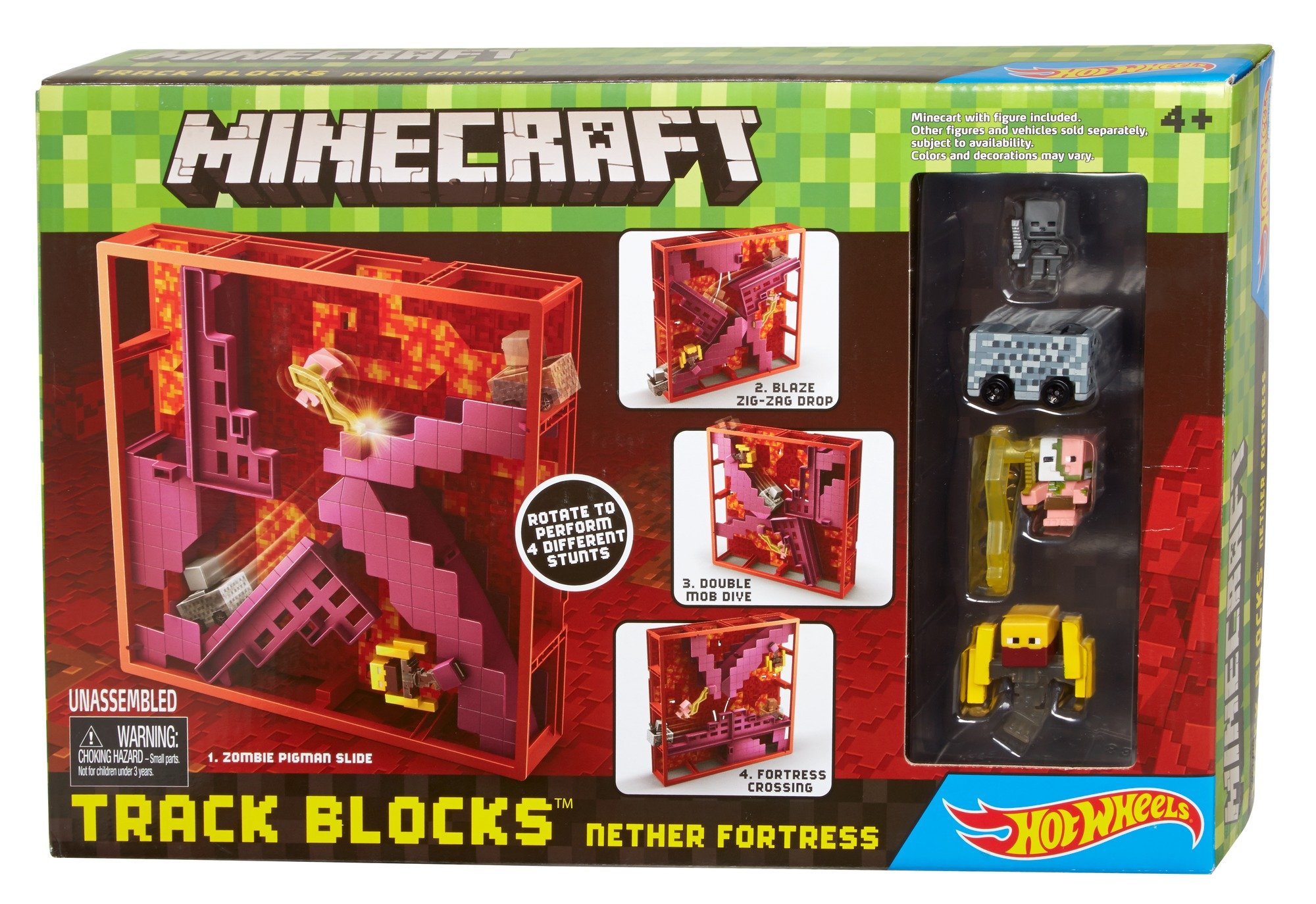 Hot Wheels Minecraft Track Blocks Nether Fortress Playset - Build & Race Toy for Kids, Collectible Die-Cast Cars with Minecraft Theme - Perfect for Creative Play, Birthday Gifts & Collector Displays