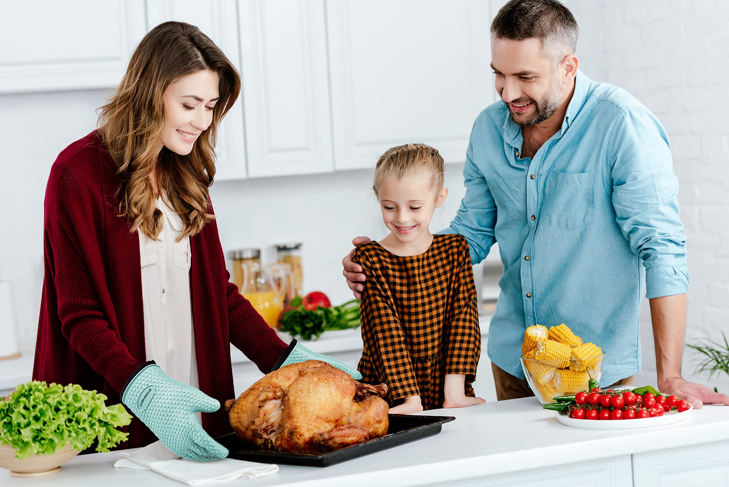 KITCHEN PERFECTION XL Heat Resistant Silicone BBQ Gloves - 1472°F Extreme Heat Protection for Grilling, Smoking & Frying | Waterproof Oven Mitts for Cooking, Baking & Outdoor BBQ | Premium Grill Accessories with 3 Free Bonuses - Perfect for Backyard BBQs, Camping & Kitchen Safety