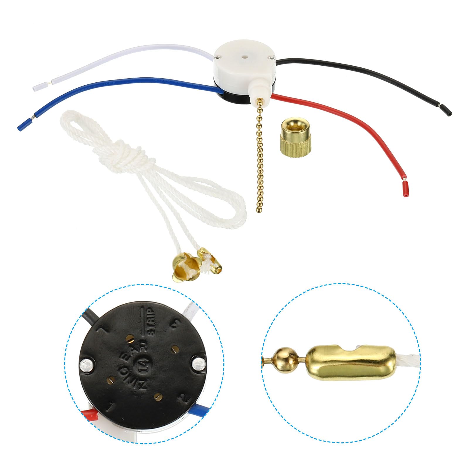 PATIKIL CBB61 1.5uF 250V AC Ceiling Fan Capacitor - 2 Wires with 3 Speed Switch for AC Fan Motors (50/60Hz) - Perfect for Home Ceiling Fans, HVAC Systems & Appliance Repair