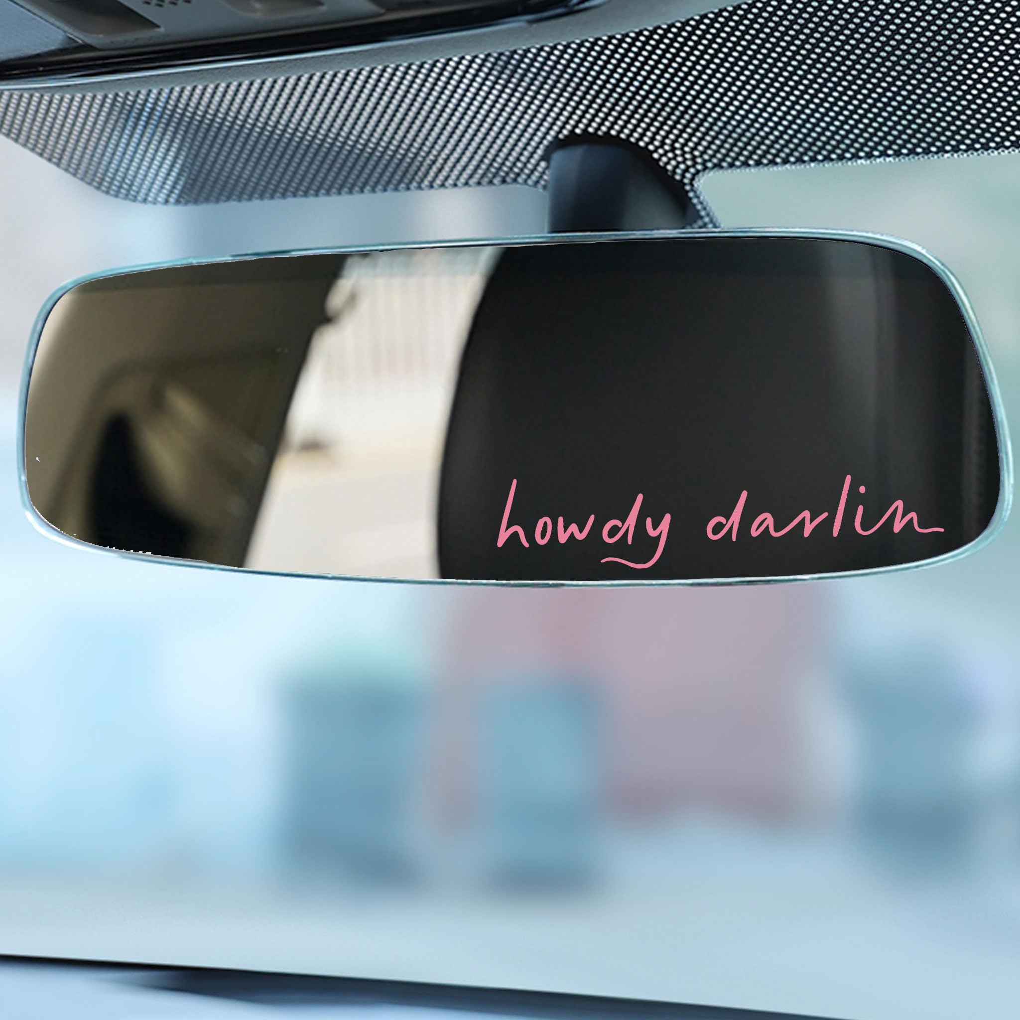 2 Pack Howdy Darlin Car Decals - Western Style Window Stickers with Positive Affirmations for Girls, Pink Mirror Decals for Rear View & Auto Decor - Perfect for Trucks, SUVs and Personalizing Your Vehicle