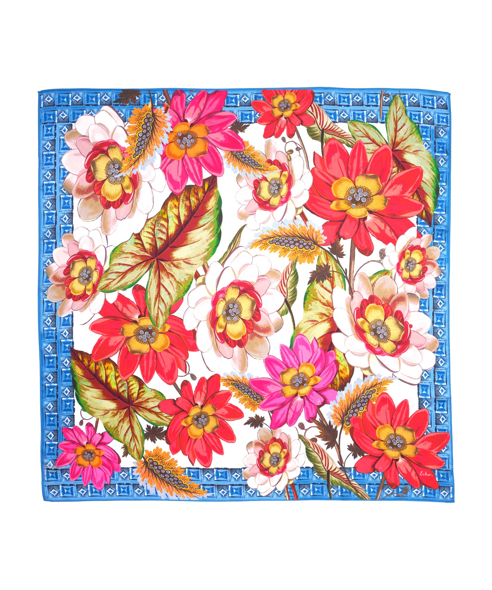35 Inch Tropical Floral Silk Square Scarf for Women - Elegant Fashion Accessory for Spring, Summer, Beach & Travel Outfits