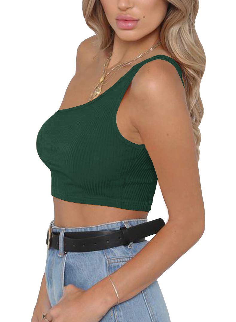 Minclouse Women's One Shoulder Sleeveless Crop Top - Sexy Strappy Tank Tee for Summer | Perfect for Beach, Party & Night Out